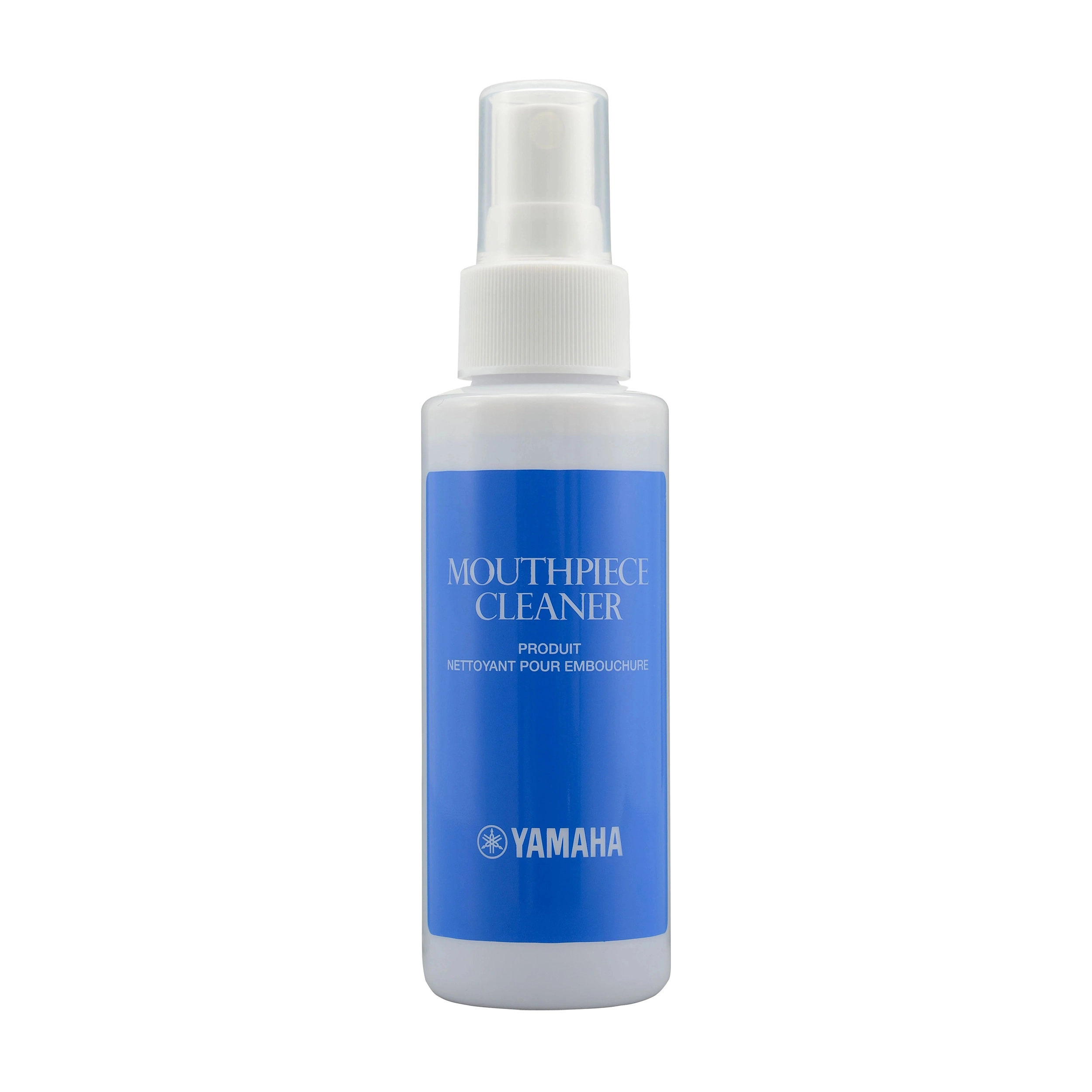 Yamaha Mouthpiece cleaner spray bottle on white background.