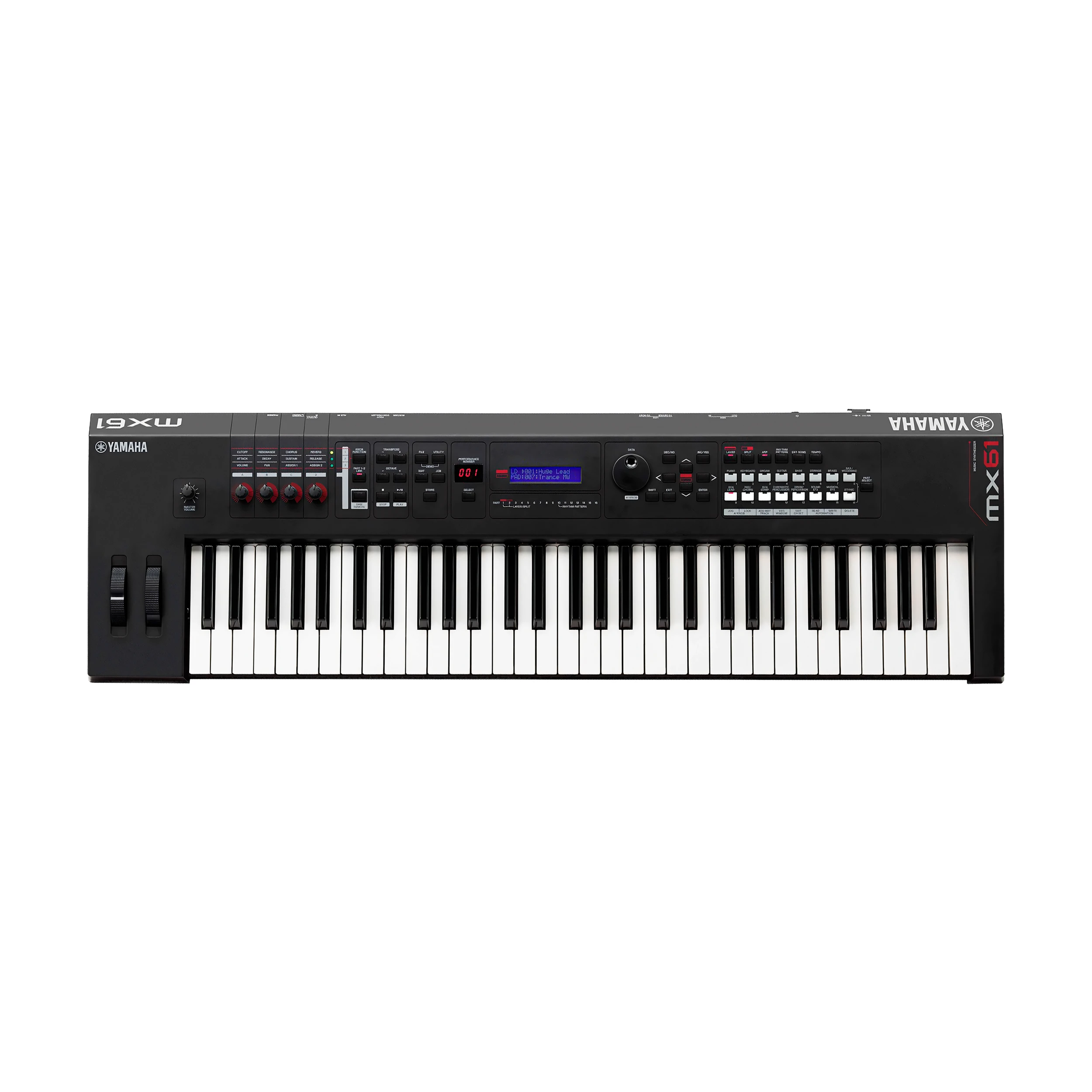 Front View of Yamaha MX61 61 Key Music Production Synthesizer - Black