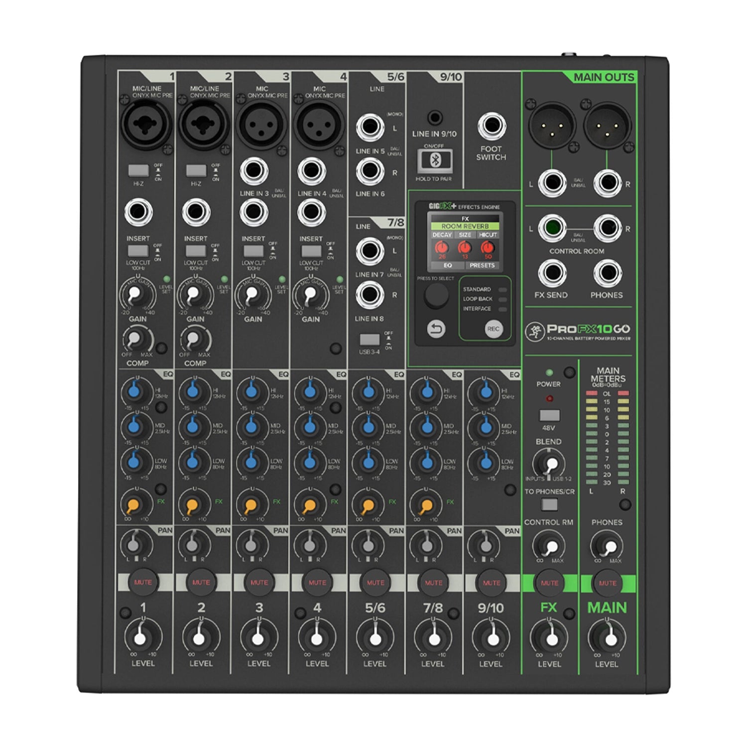 Mackie ProFX10 Go Battery-powered 10-channel Mixer with USB