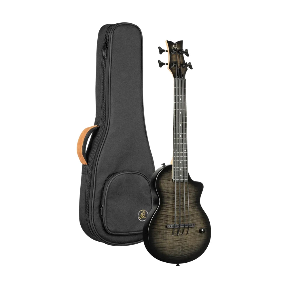 Ortega Solid Body Ukebass Mahogany & Flamed Maple - Rechargeable Pu - Grey