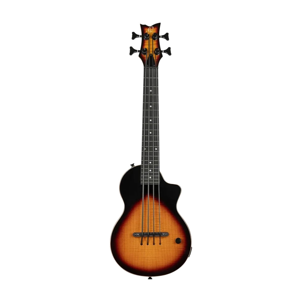 Ortega Solid Body Ukebass Mahogany & Flamed Maple Rechargeable Pu - Tobacco Sunburst