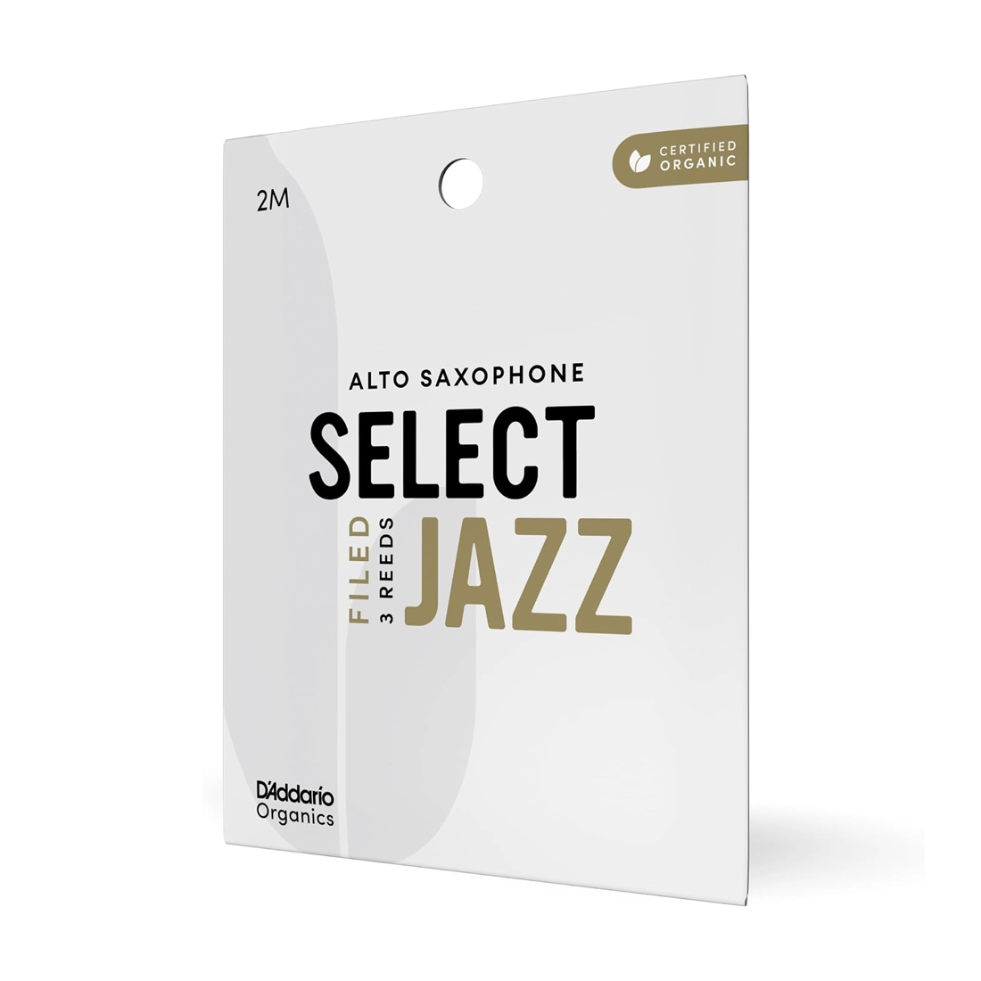 D'addario Organic Select Jazz Filed 3-Pack Alto Saxophone Reeds - 2 Medium