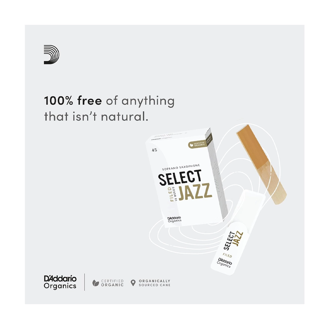 D'addario Organic Select Jazz Filed 3-Pack Alto Saxophone Reeds - 3 Soft 