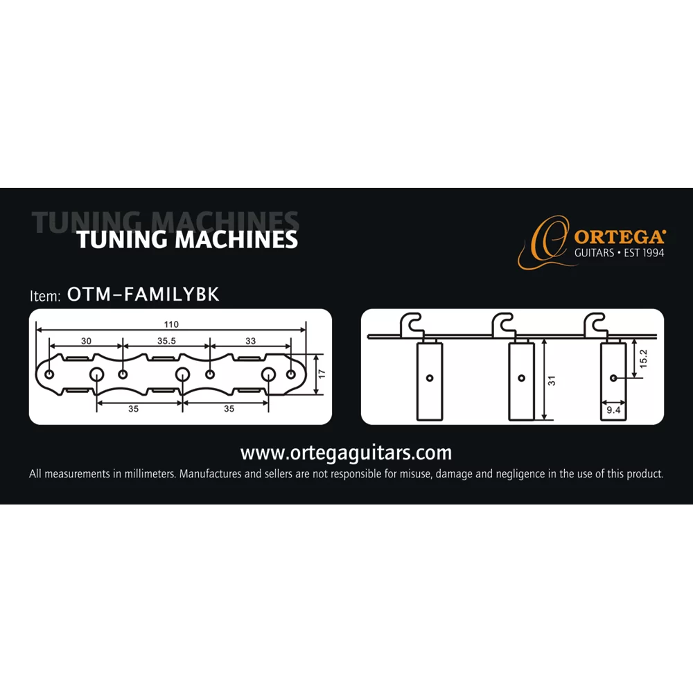 Ortega Family Series Guitar Tuning Machines Gold/Black