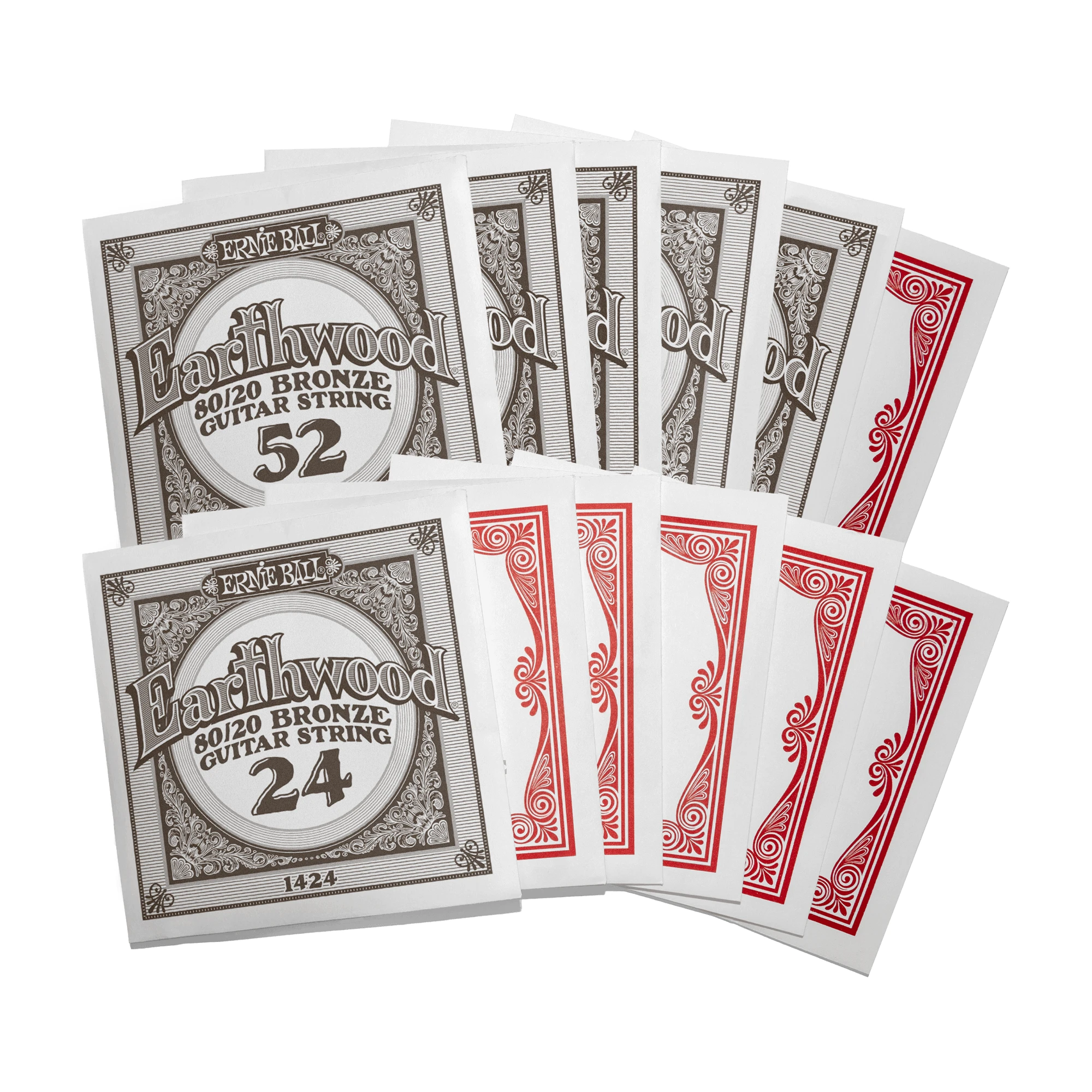 Ernie Ball Cuerdas de Guitarra Acústica Earthwood 80/20 Bronze 2012 - .011-.052 Medianas de 12 Cuerdas