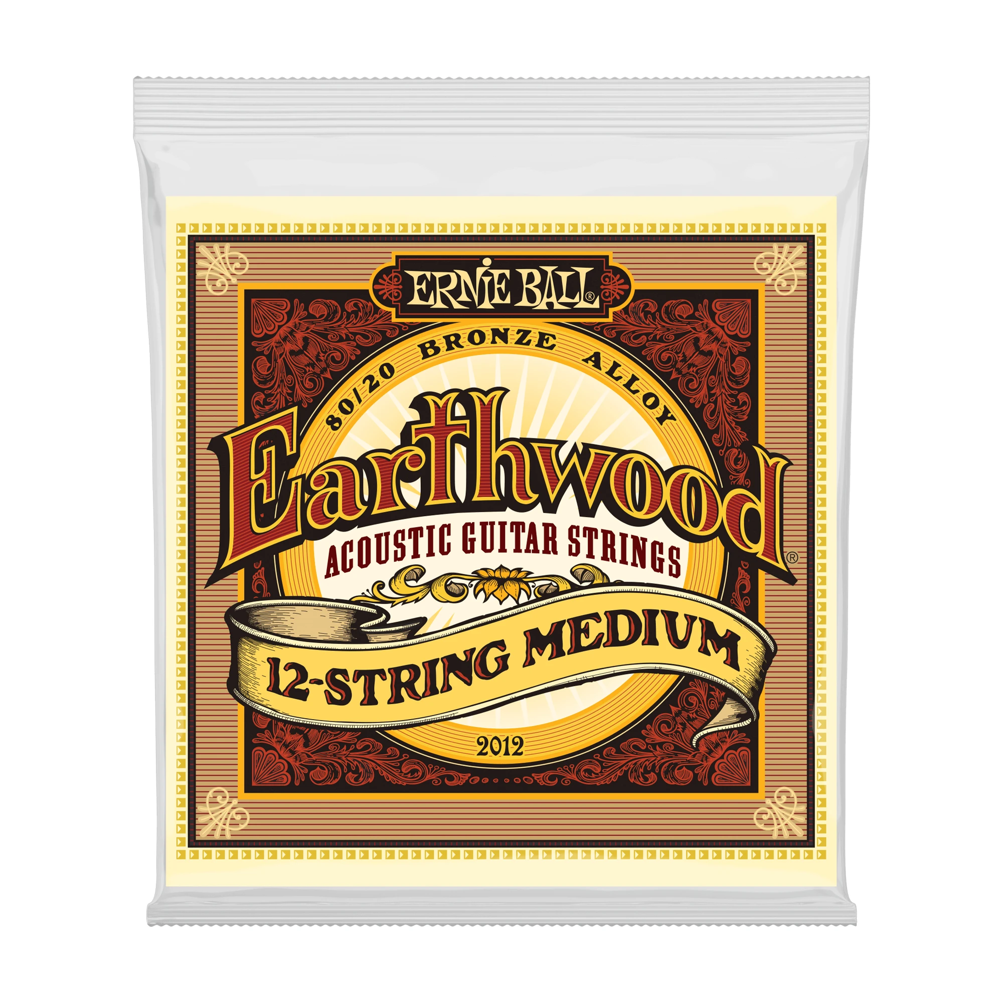 Ernie Ball Cuerdas de Guitarra Acústica Earthwood 80/20 Bronze 2012 - .011-.052 Medianas de 12 Cuerdas