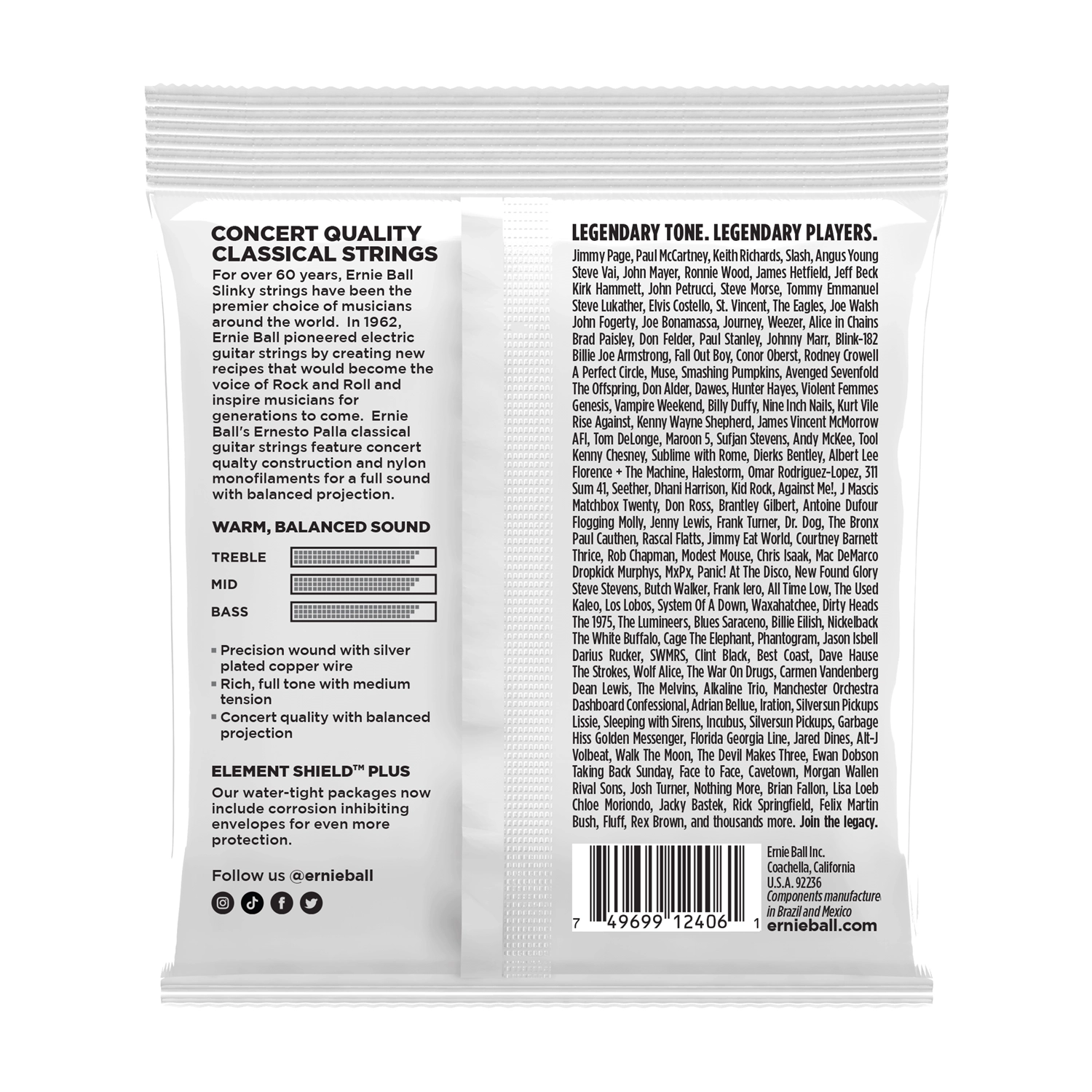 Ernie Ball P02406 Ernesto Palla Black & Silver Nylon Guitar Strings
