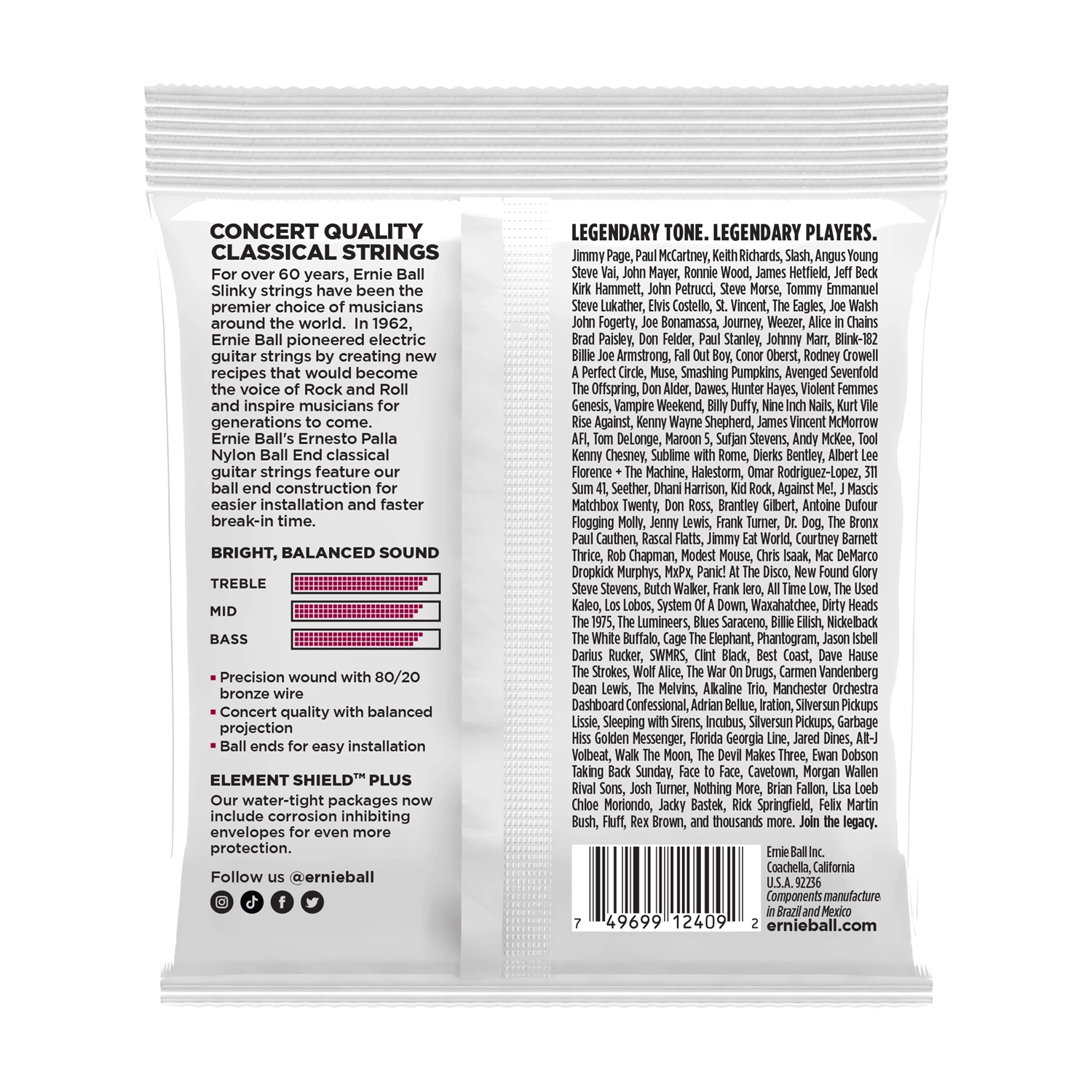 Ernie Ball P02409 Ernesto Palla Nylon Ball End Classical Guitar Strings