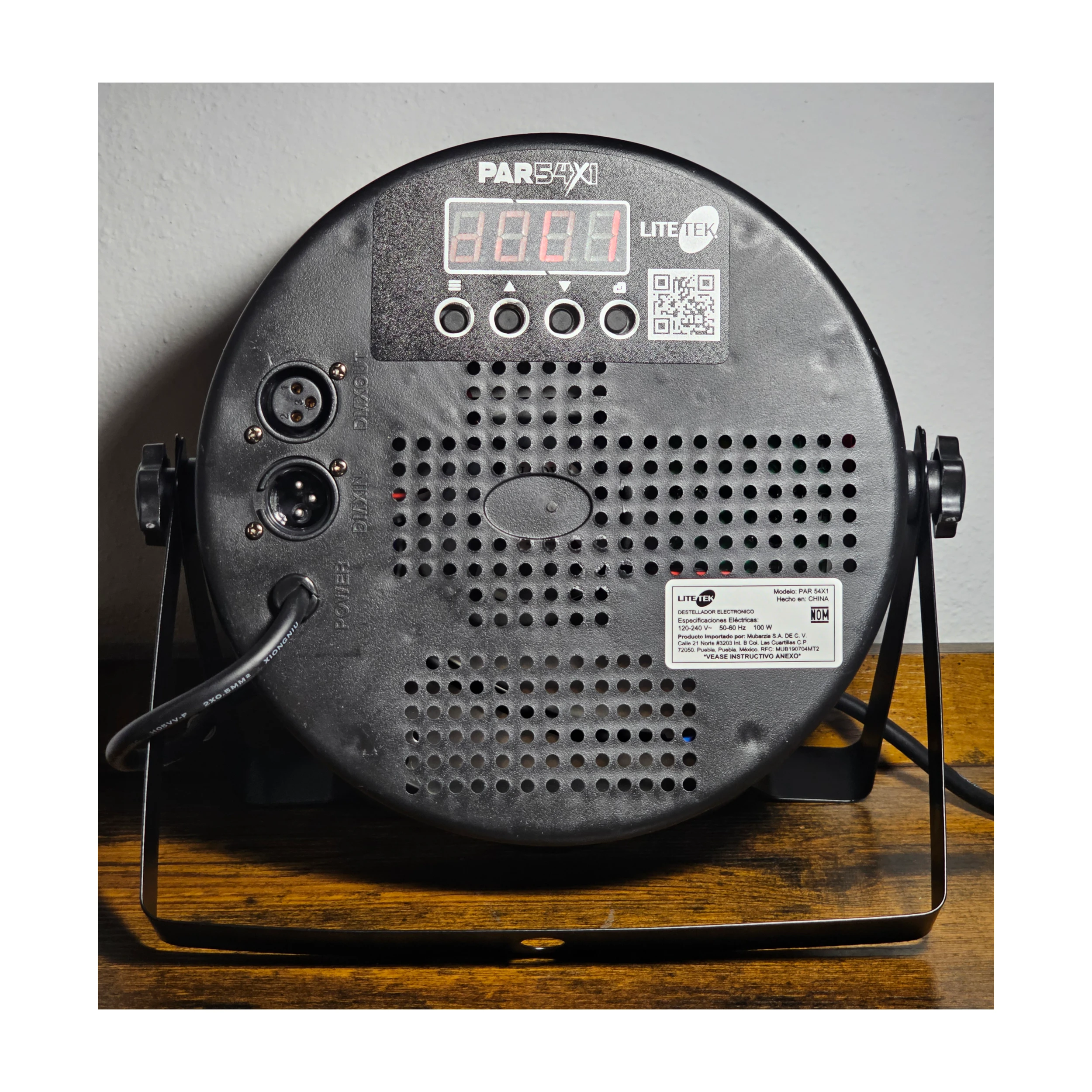 Lite Tek Led Lights PAR-54X1RGB back panel view
