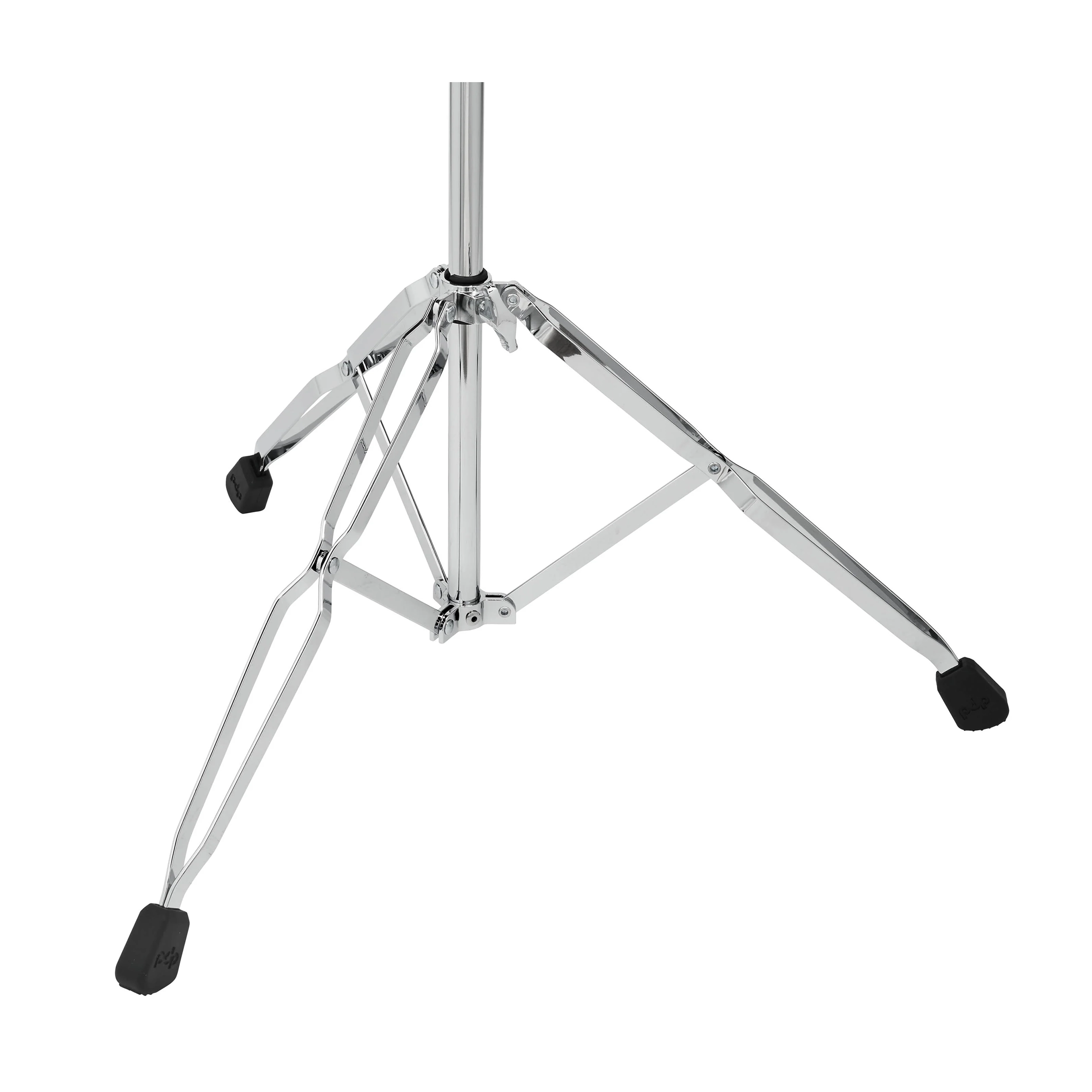 Close-up of Cymbal Stand tripod legs Chrome metal on a white background