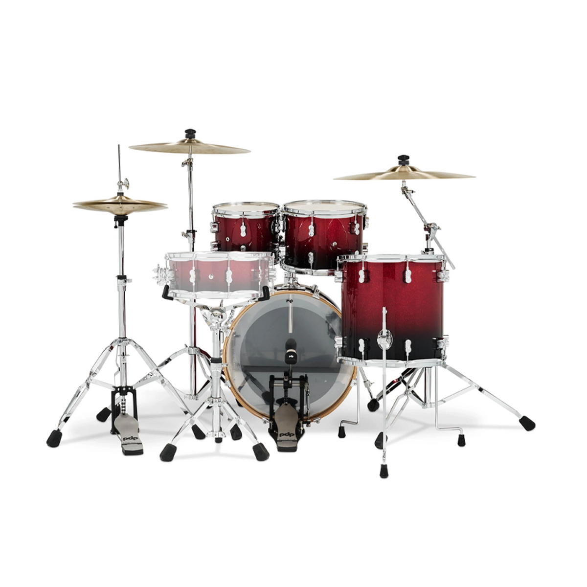 PDP Concept Maple 4-Piece Fusion Shell Pack - Red/Black Fade
