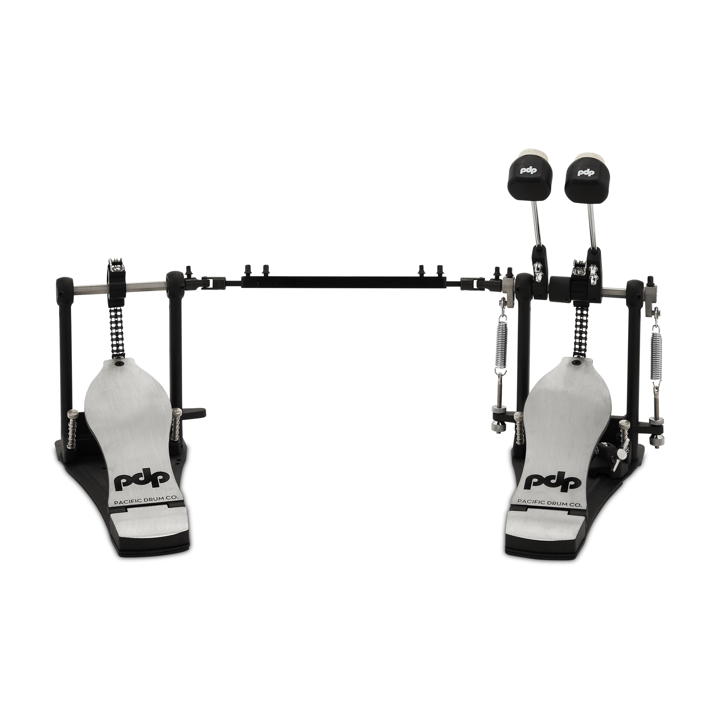 Double bass drum pedal on a white background