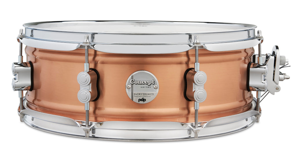 PDP Concept Series 5" x 14" Aluminum Snare Drum - Natural Satin Brushed Copper w/ Chrome Hardware