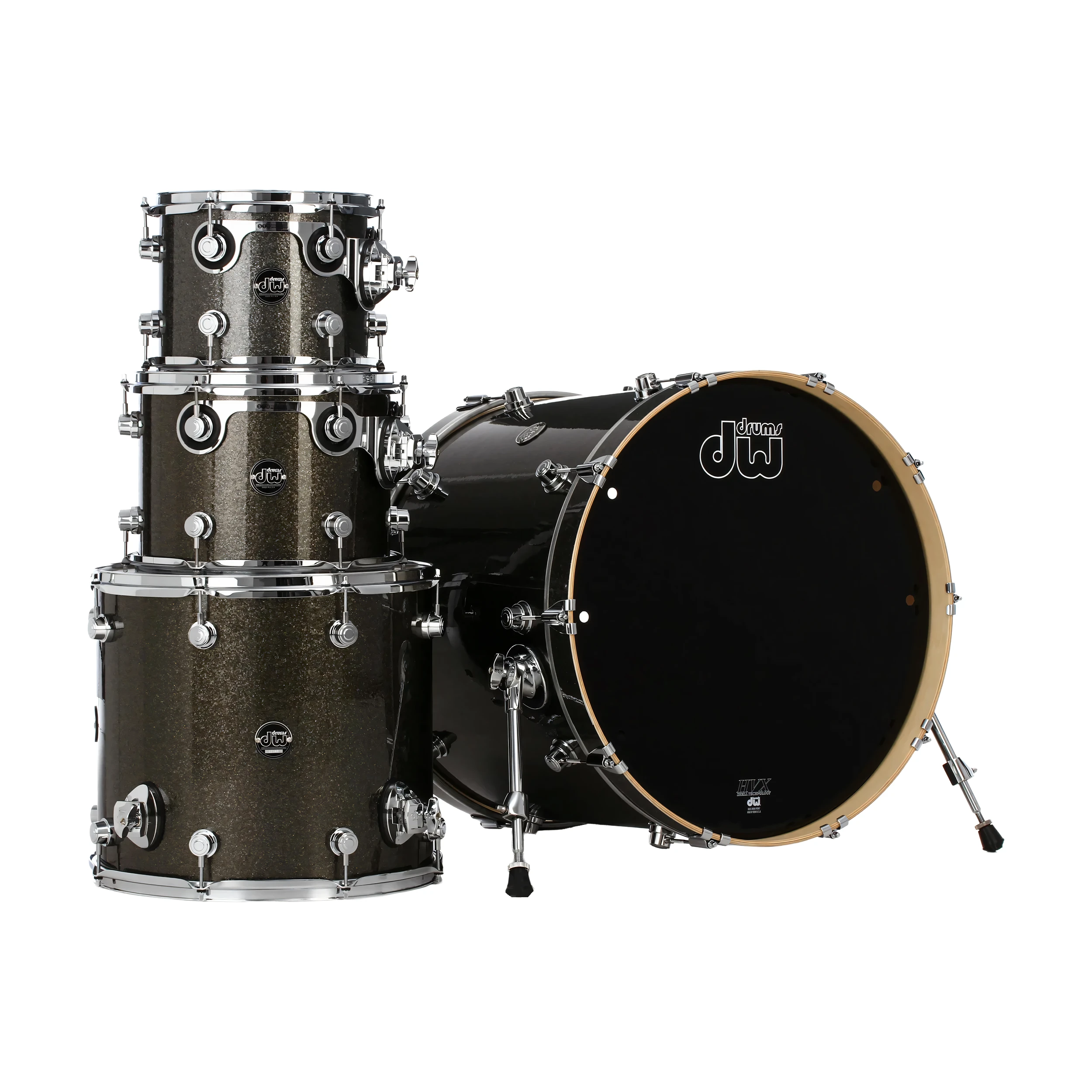 DW Performance Series 4 Pc Shell Pack 22" Bass Drum - Pewter Sparkle