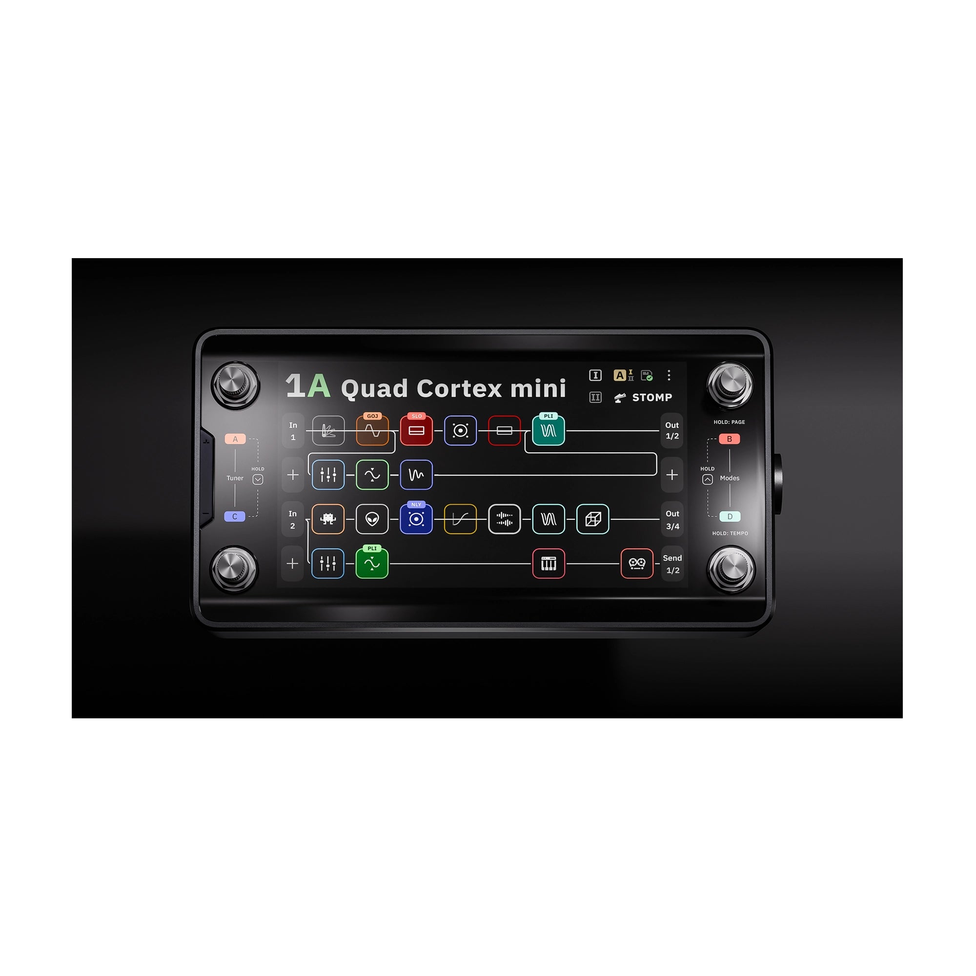 Neural dsp quad cortex mini modeling and effects processor top view