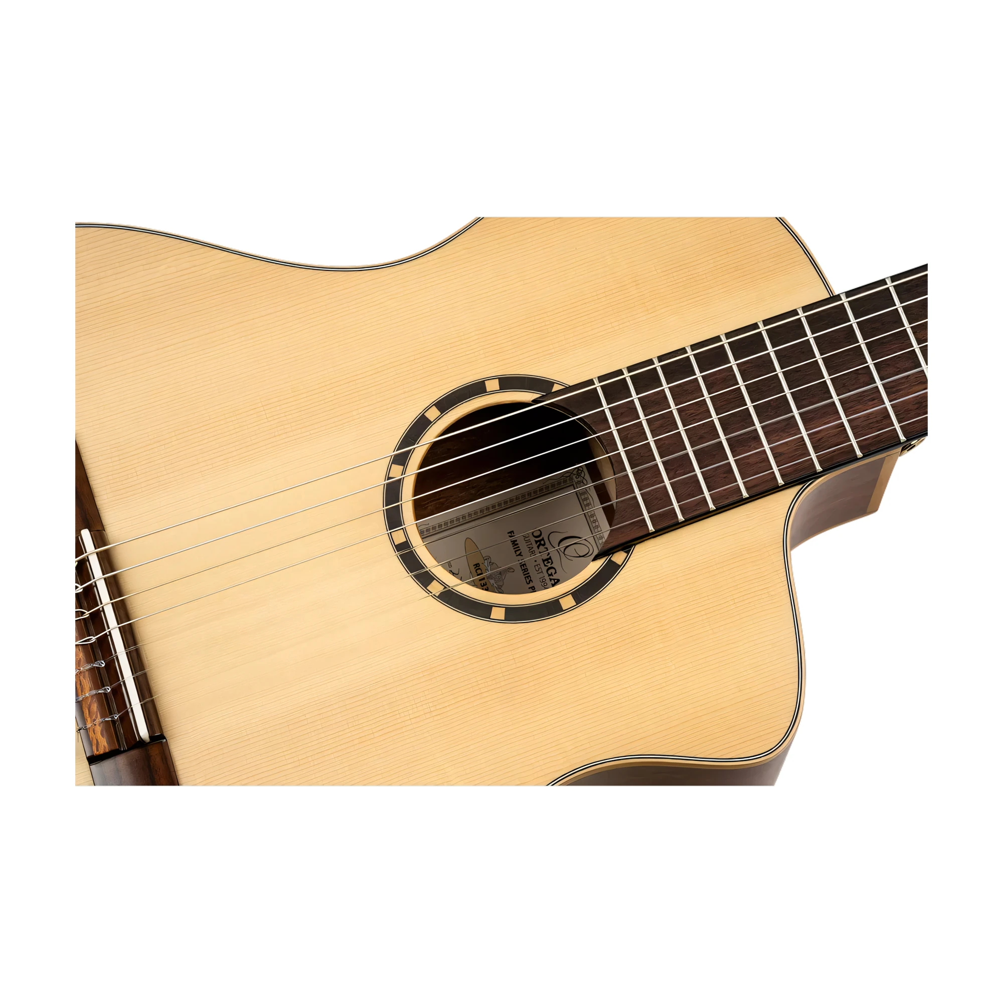 Ortega Family Series Pro 7-String Solid Top Acoustic-Electric Nylon Classical Guitar w/Bag
