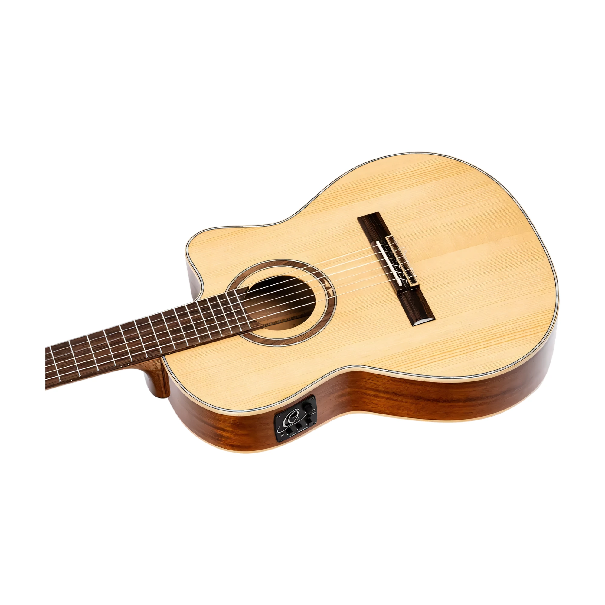 Ortega Performer Series Solid Top Thinline Crossover Acoustic-Electric Nylon Classical Guitar w/Bag