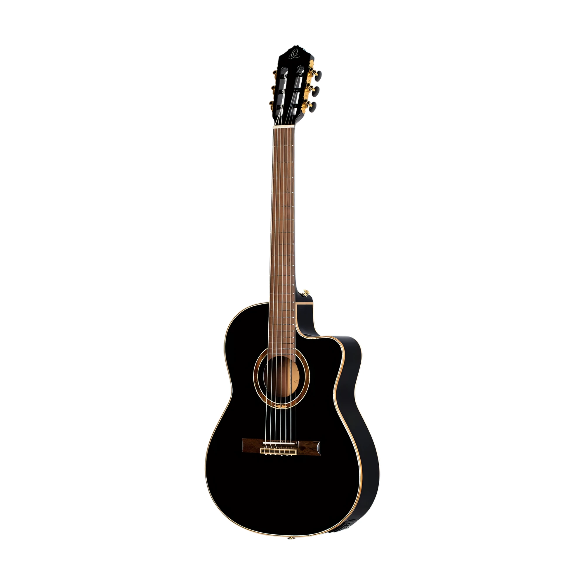 Ortega Performer Series RCE138-T4BK Thinline Acoustic Electric Nylon Guitar Black