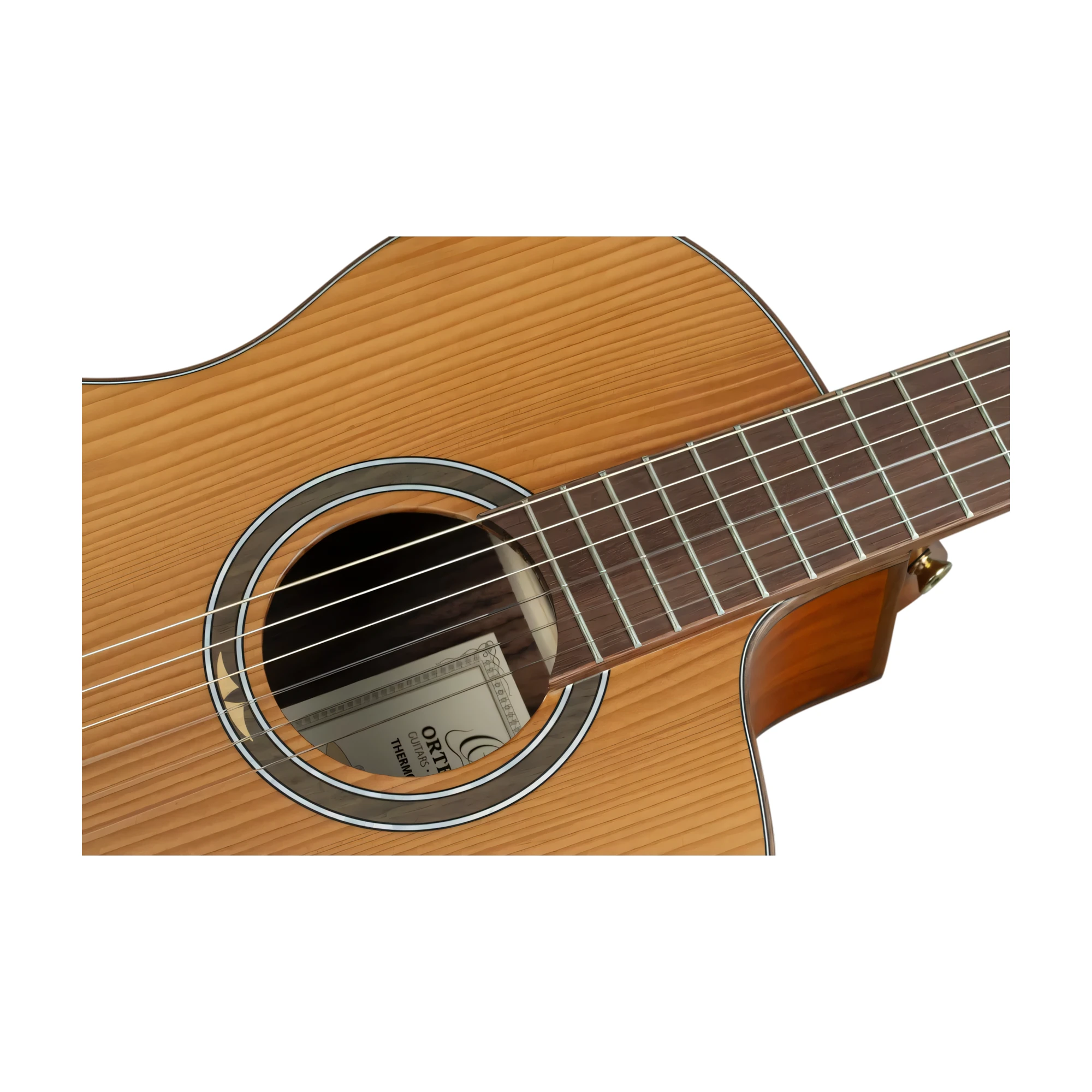 Ortega Thermo Series Roasted Solid Top Short Scale Slim Neck Acoustic-Electric Nylon Classical Guitar W/ Bag