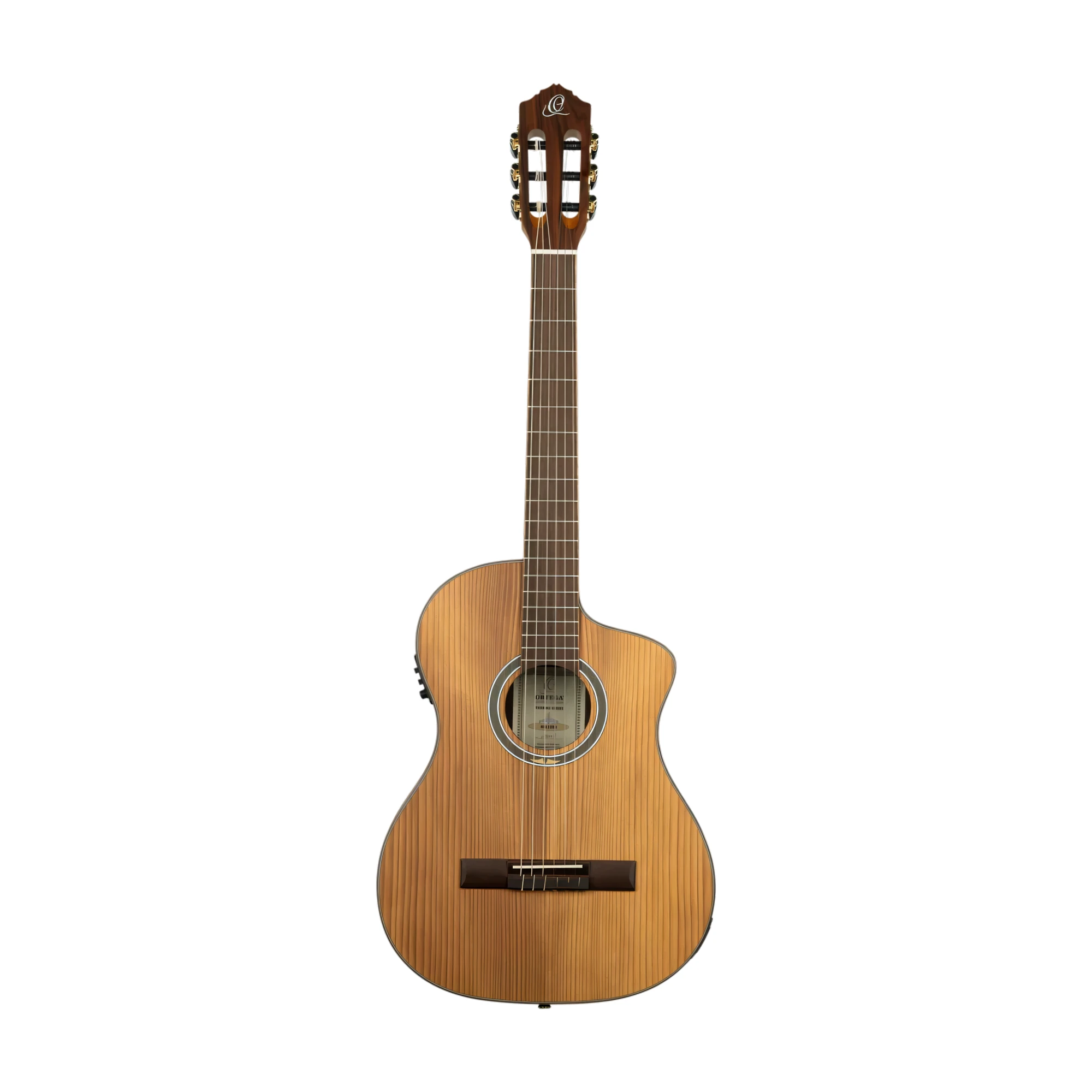 Ortega Thermo Series Roasted Solid Top Short Scale Slim Neck Acoustic-Electric Nylon Classical Guitar W/ Bag