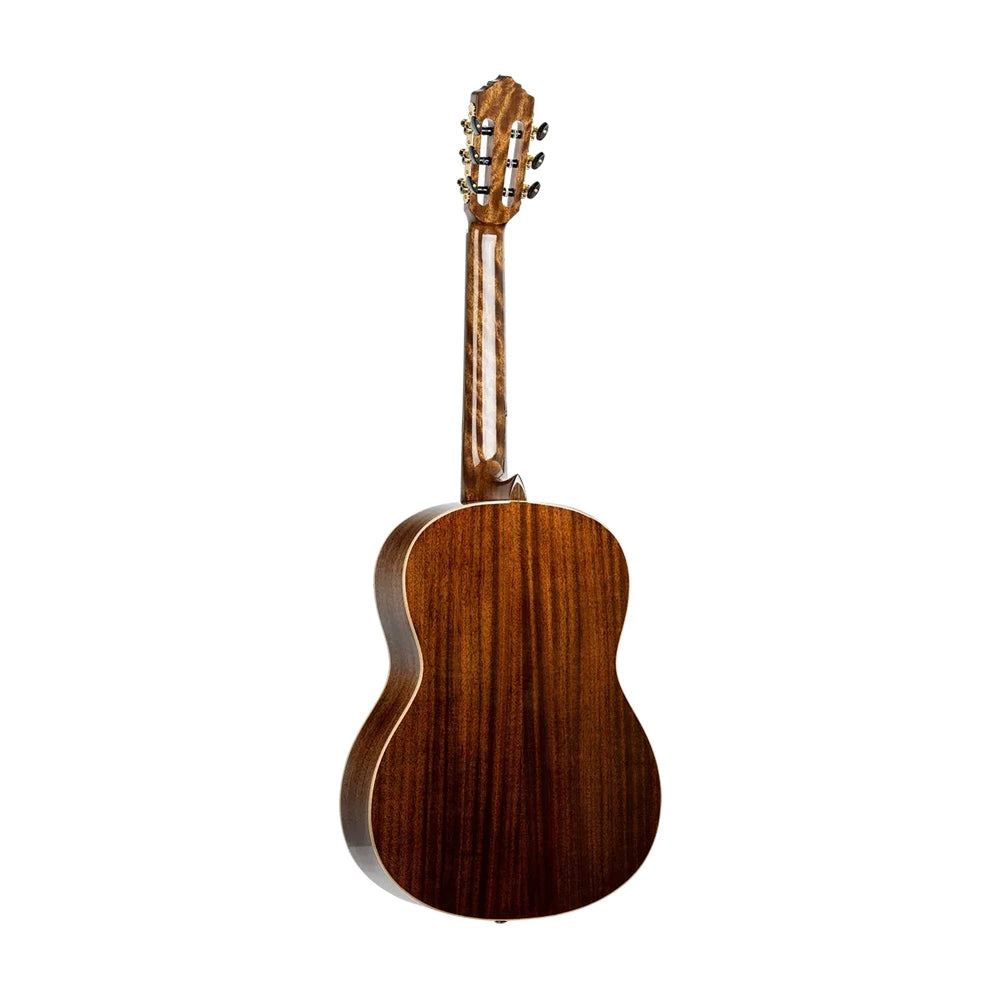 Ortega Performer Series Electric Nylon Guitar Black back panel angle view