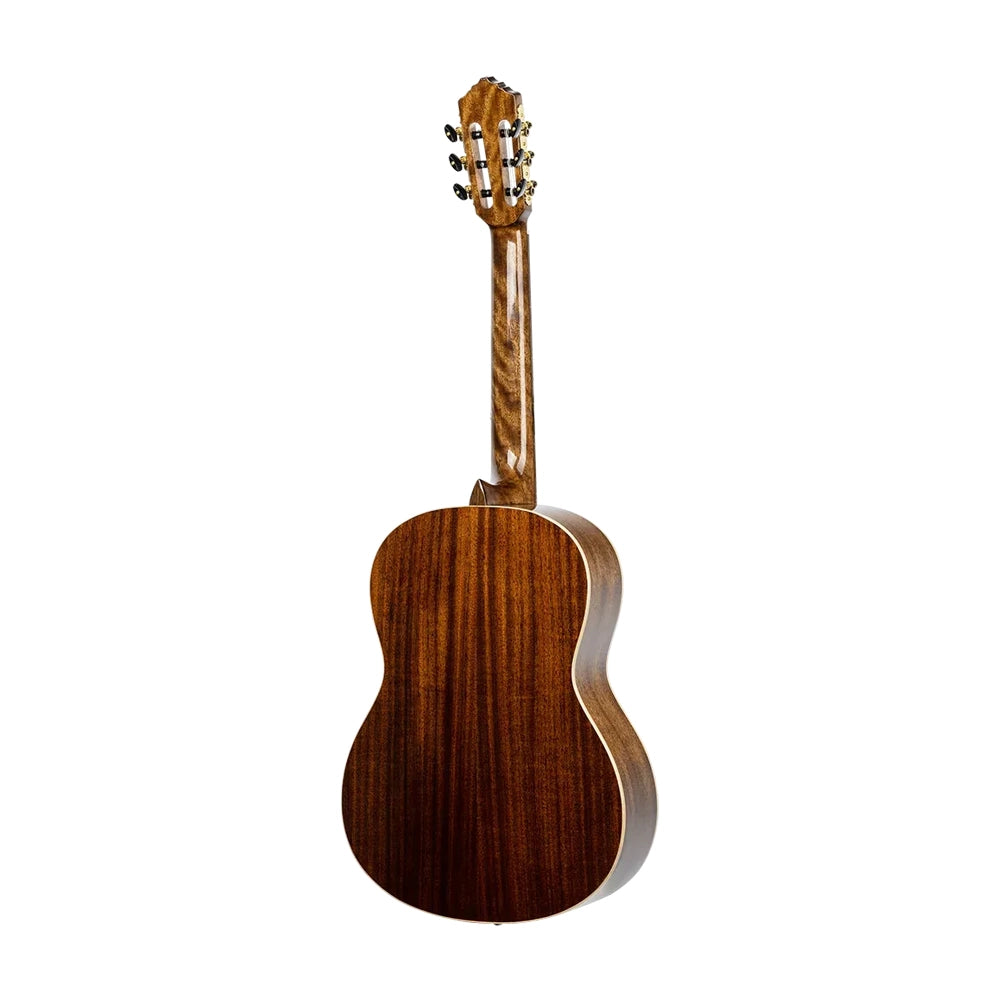 Ortega Performer Series Electric Nylon Guitar Black back panel angle view