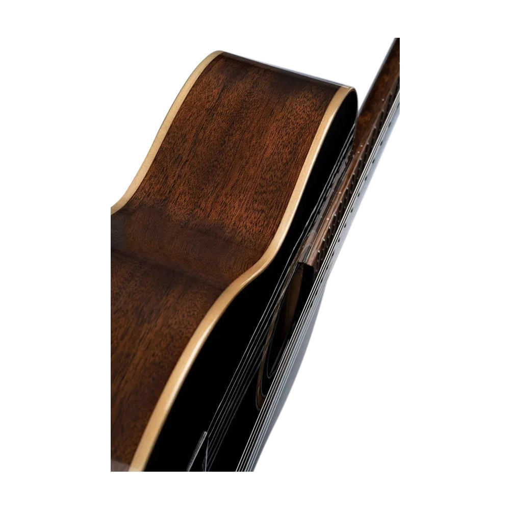 Ortega Performer Series Electric Nylon Guitar Black side angle view
