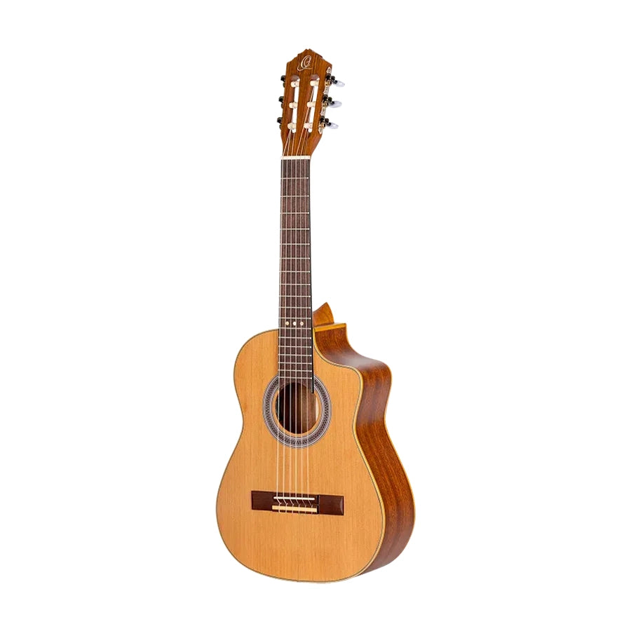 Ortega RQ39E Requinto Acoustic-Electric Guitar Natural front angle view