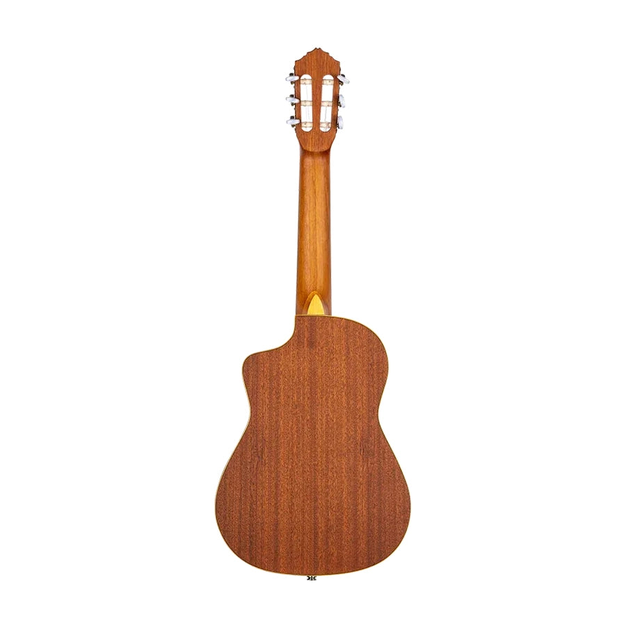 Ortega RQ39E Requinto Acoustic-Electric Guitar Natural back angle view