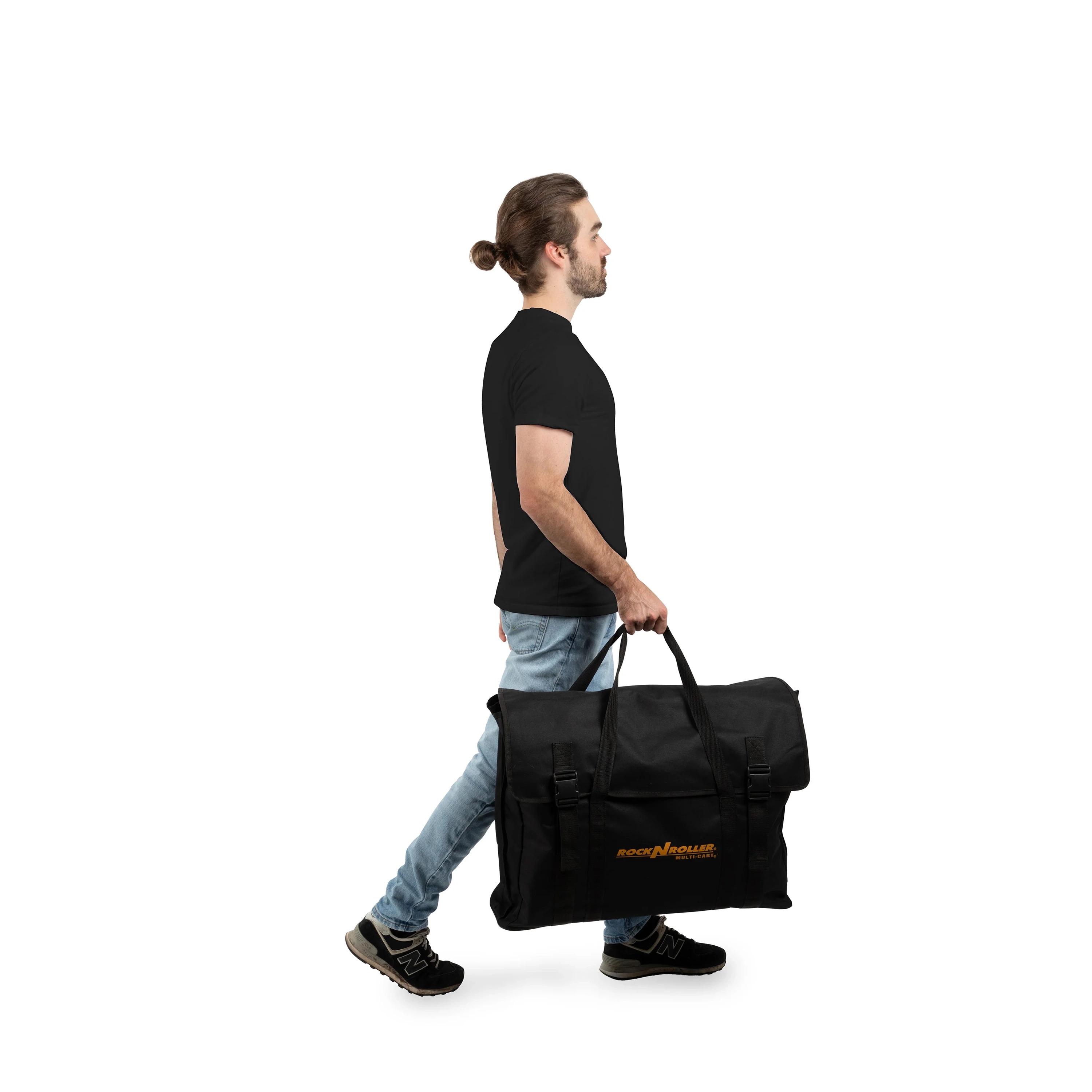 A person with bag of Rock N Roller 2-Tier Shelf Kit for RCK-1 Keystand