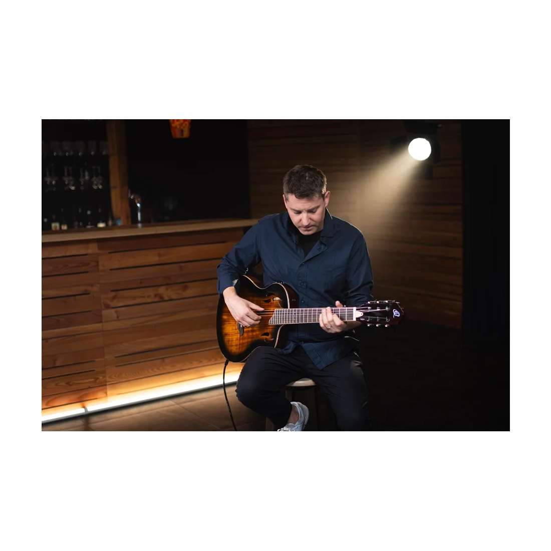 Ortega Guitars Tourplayer Series Thinline Crossover Electric Nylon Guitar - Acacia Burst at the studio