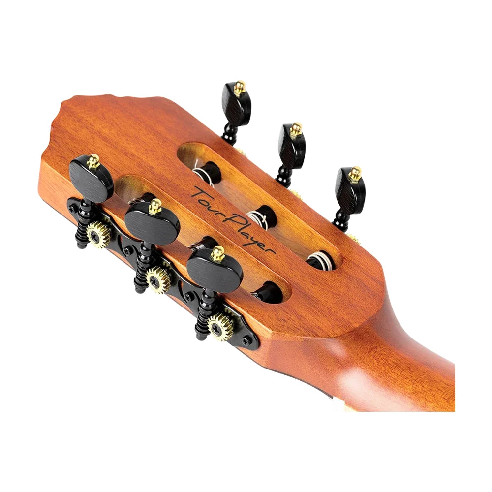 Ortega Tourplayer Series Thinline Crossover Electric Nylon Guitar W/ Bag - Flamed Maple Gloss Blue