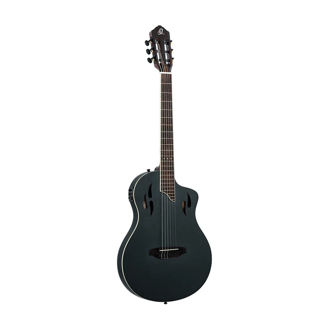 Ortega Tourplayer Electric Nylon String Guitar - Satin Black front angle view