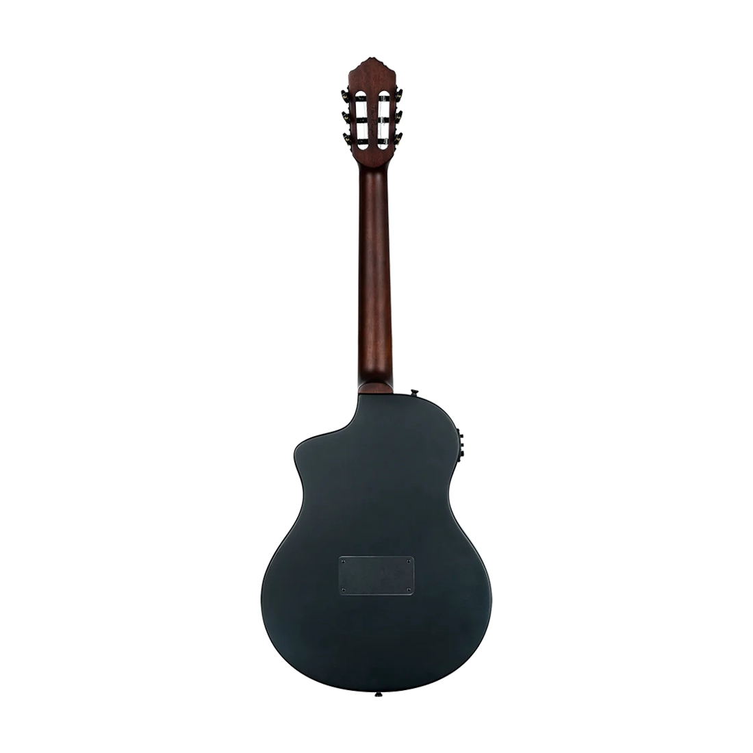 Ortega Tourplayer Electric Nylon String Guitar - Satin Black back panel view