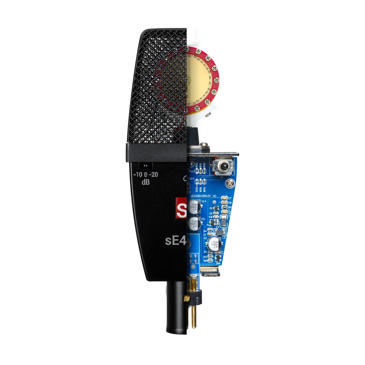 sE Electronics SE4100-U Large-Diaphragm Condenser Microphone - split view mic & components