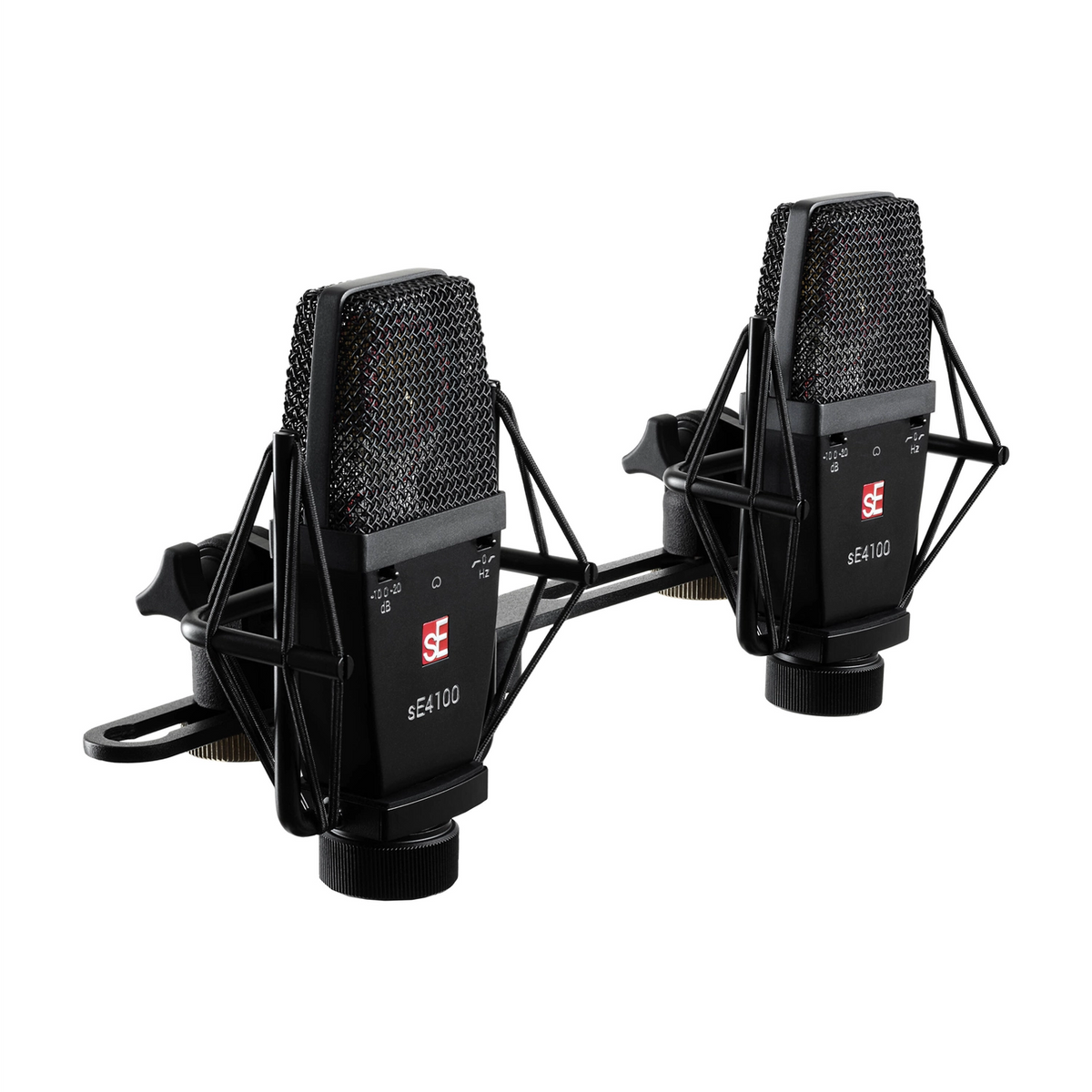 sE Electronics SE4100-U Large-Diaphragm Condenser Microphone - Pain on Shockmount side angle view