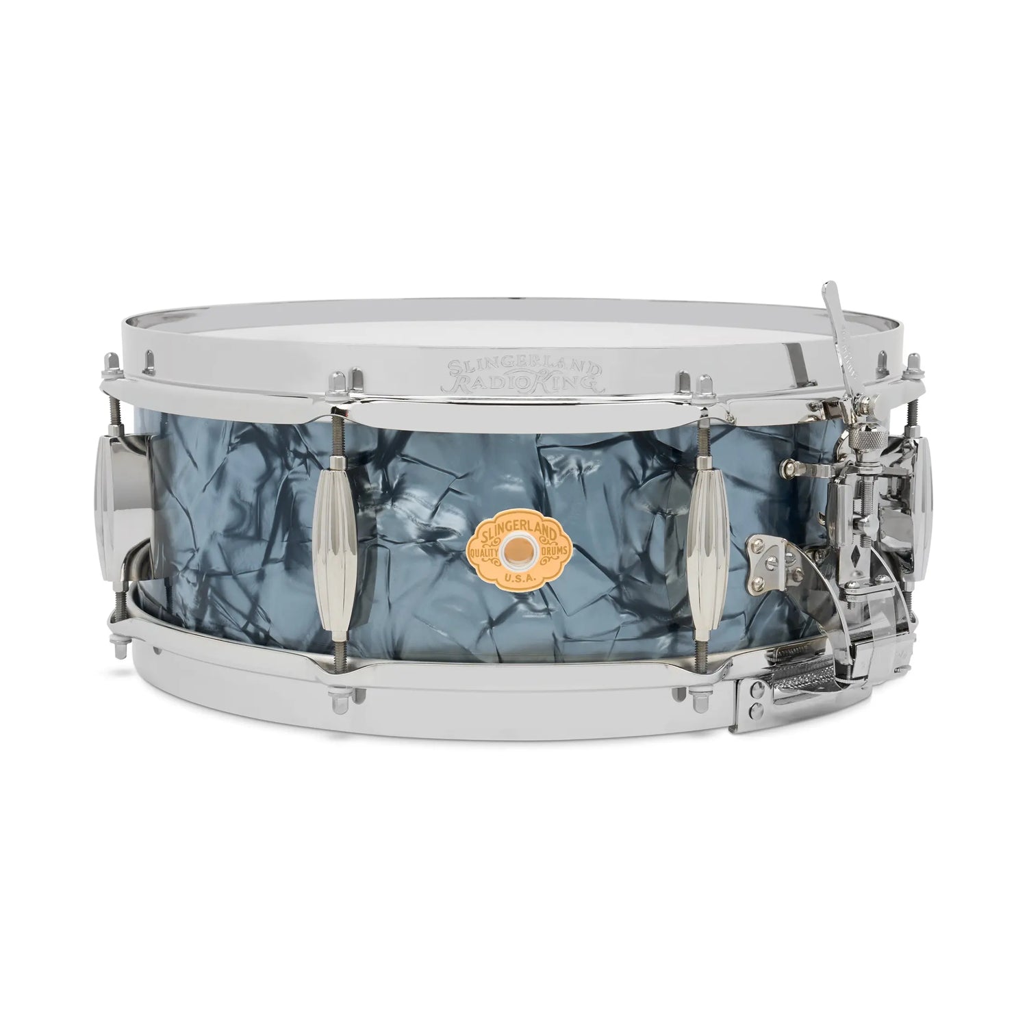 Slingerland Radio King Limited-edition Snare Drum - 5 inches x 14 inches, Silver and Blue Duco Lacquer