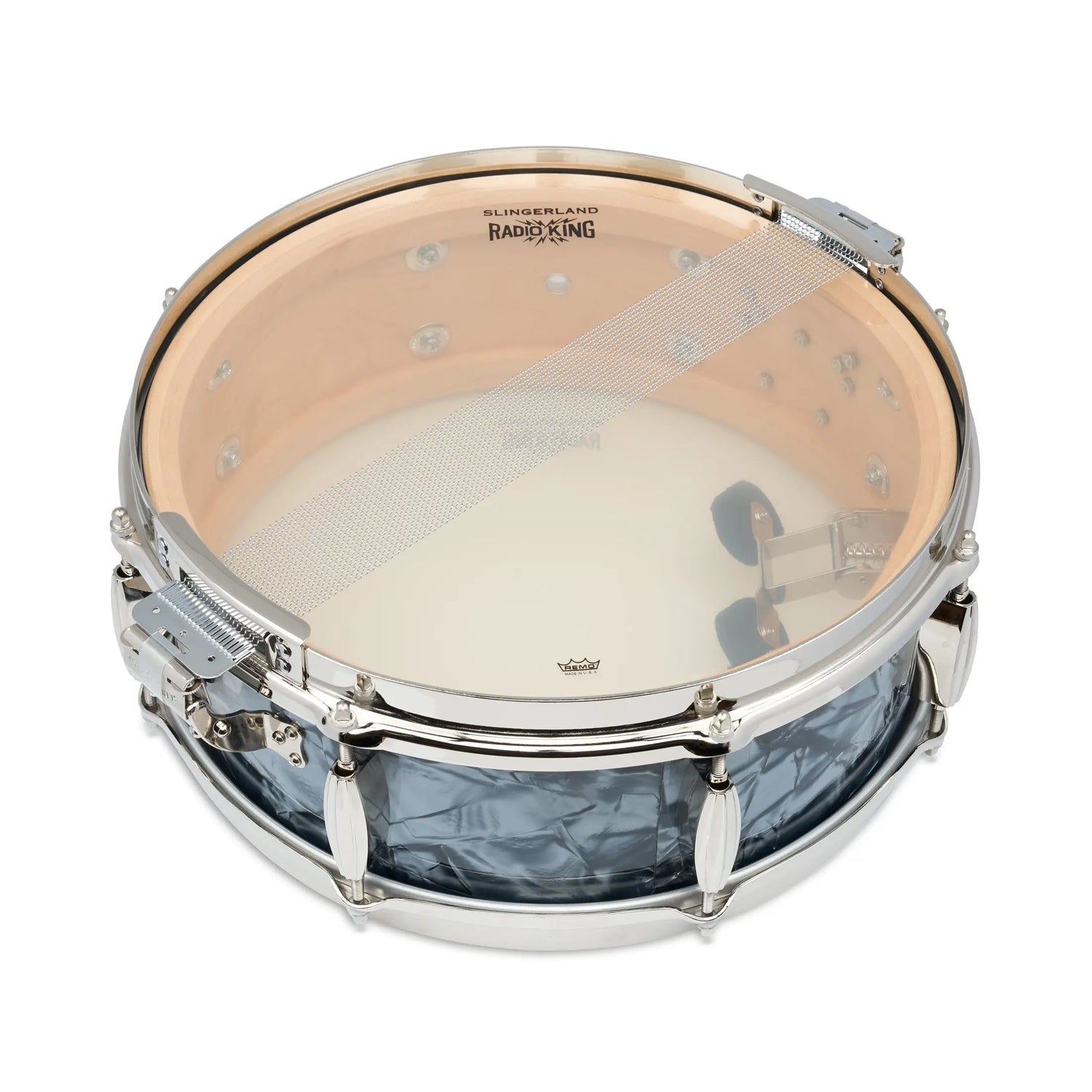 Slingerland Radio King Limited-edition Snare Drum - 5 inches x 14 inches, Silver and Blue Duco Lacquer