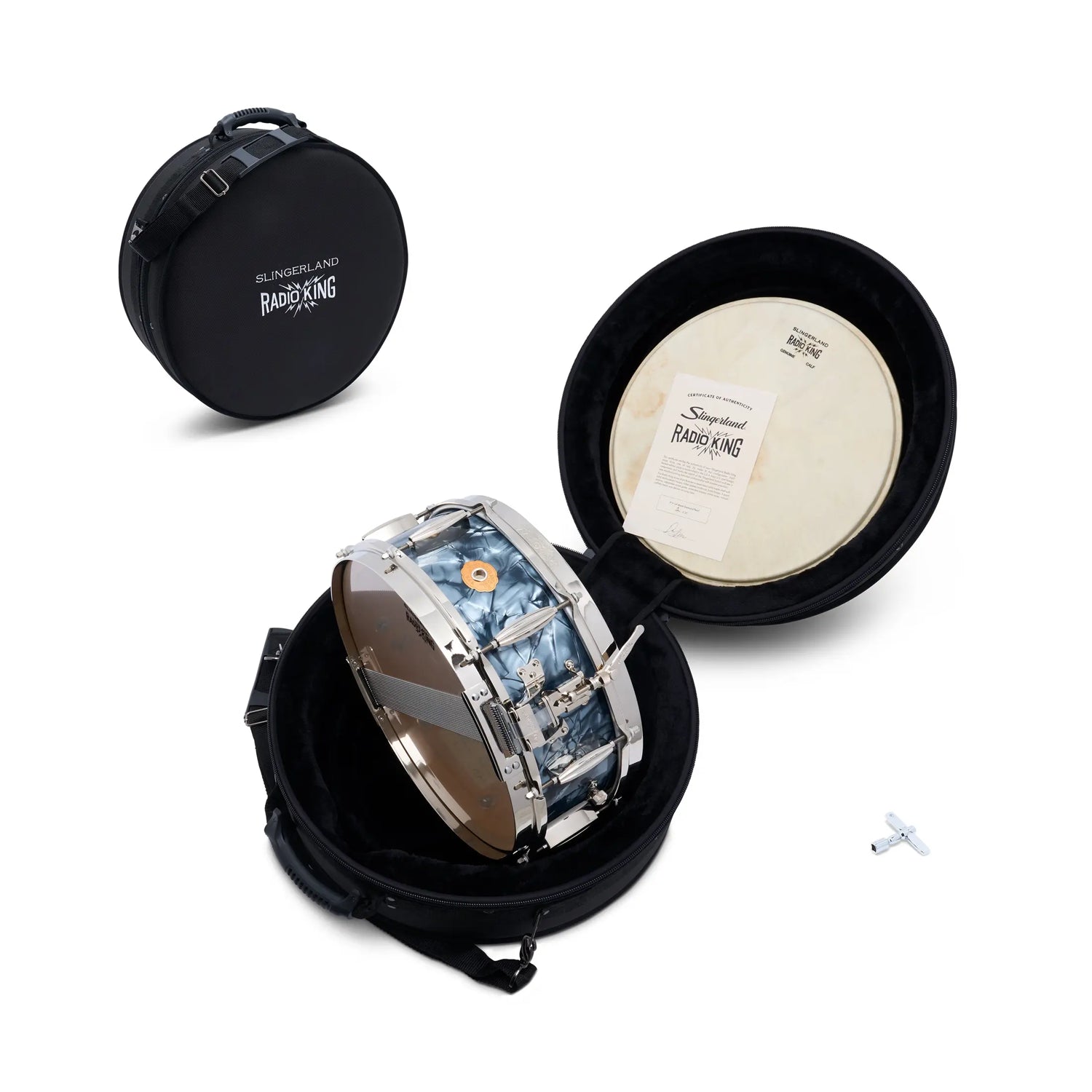 Slingerland Radio King Limited-edition Snare Drum - 5 inches x 14 inches, Silver and Blue Duco Lacquer
