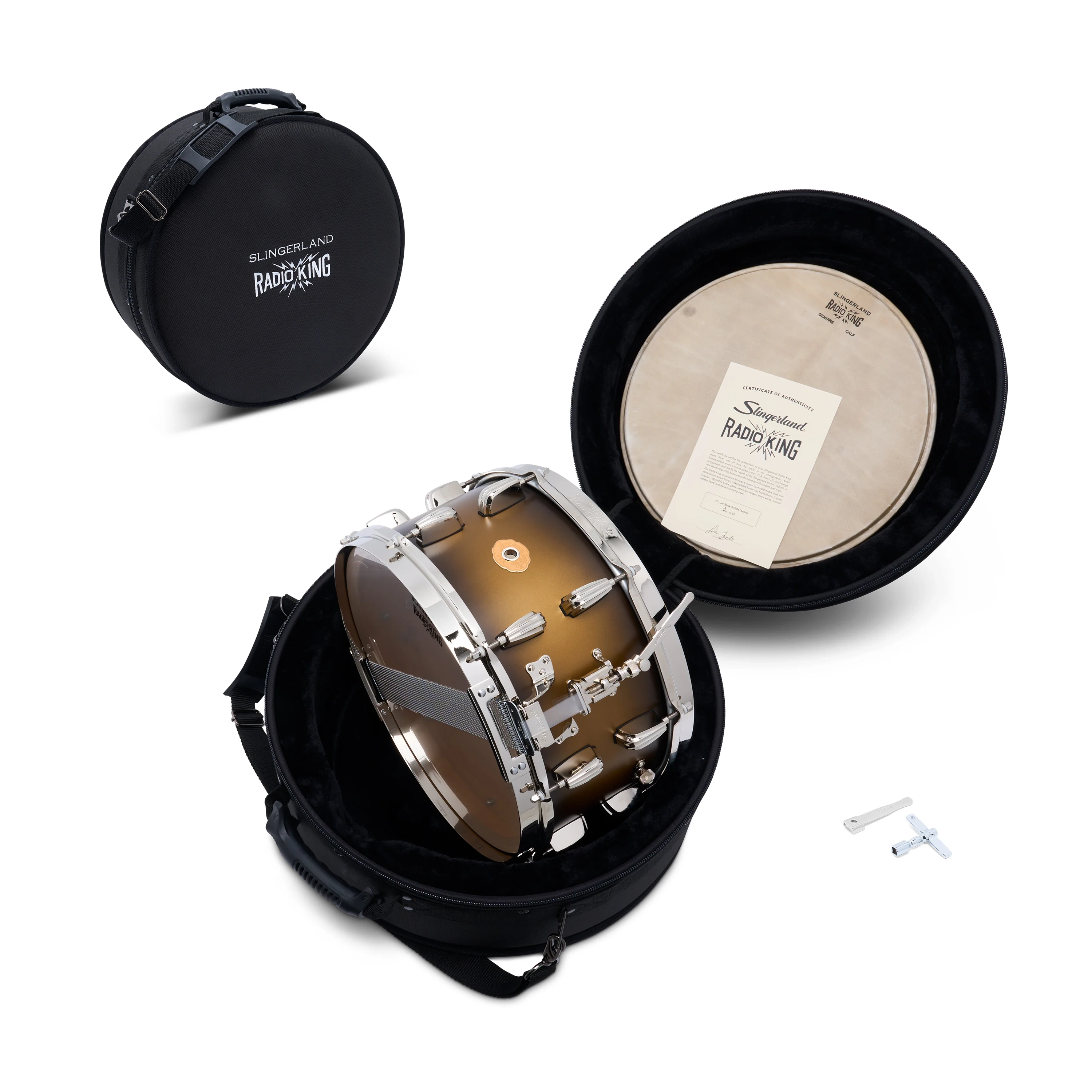 Slingerland Radio King Limited-Edition 7" X 14" Maple Snare Drum  - Black And Gold Duco Lacquer