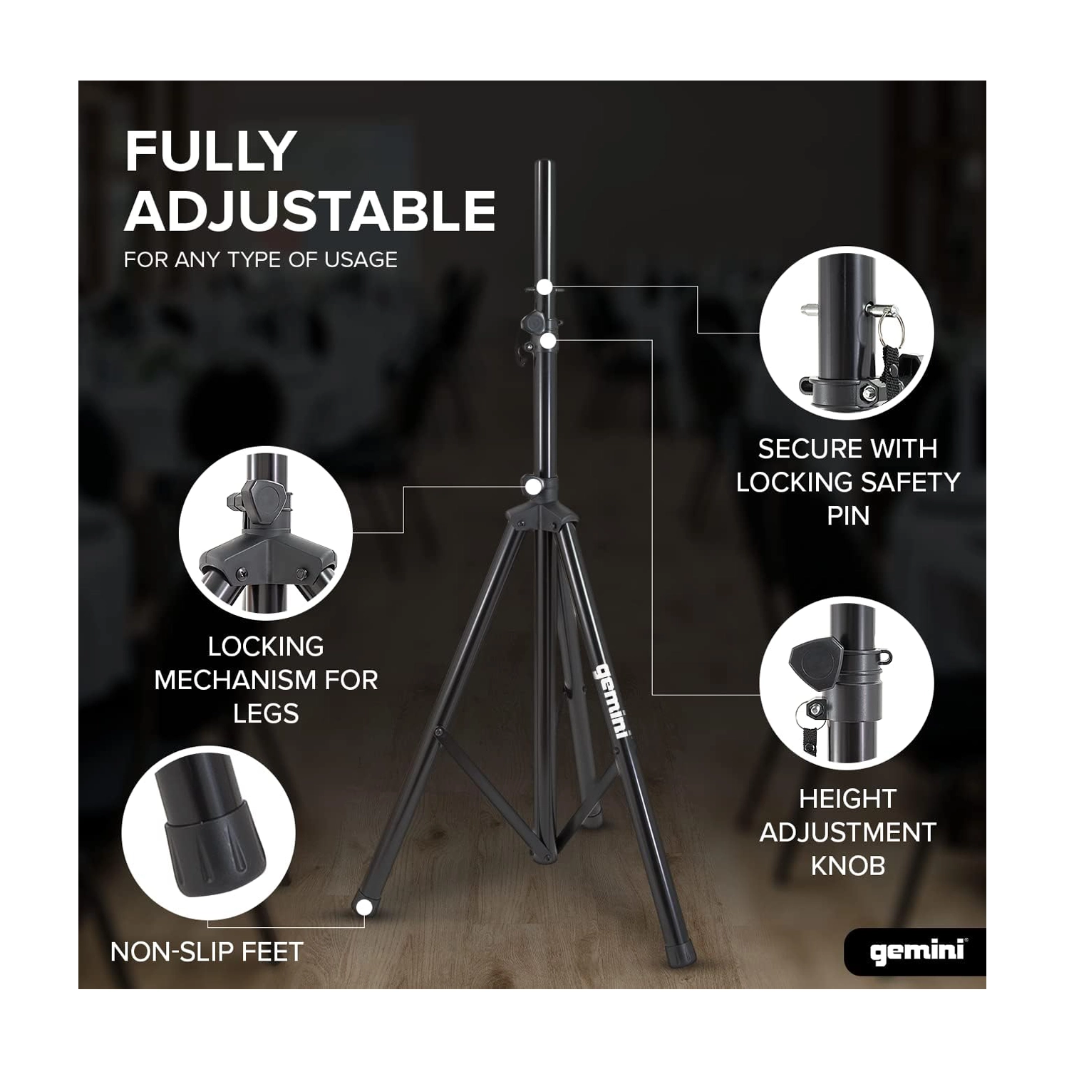 Gemini: 2 Tripod Speaker Stands With Carry Bag