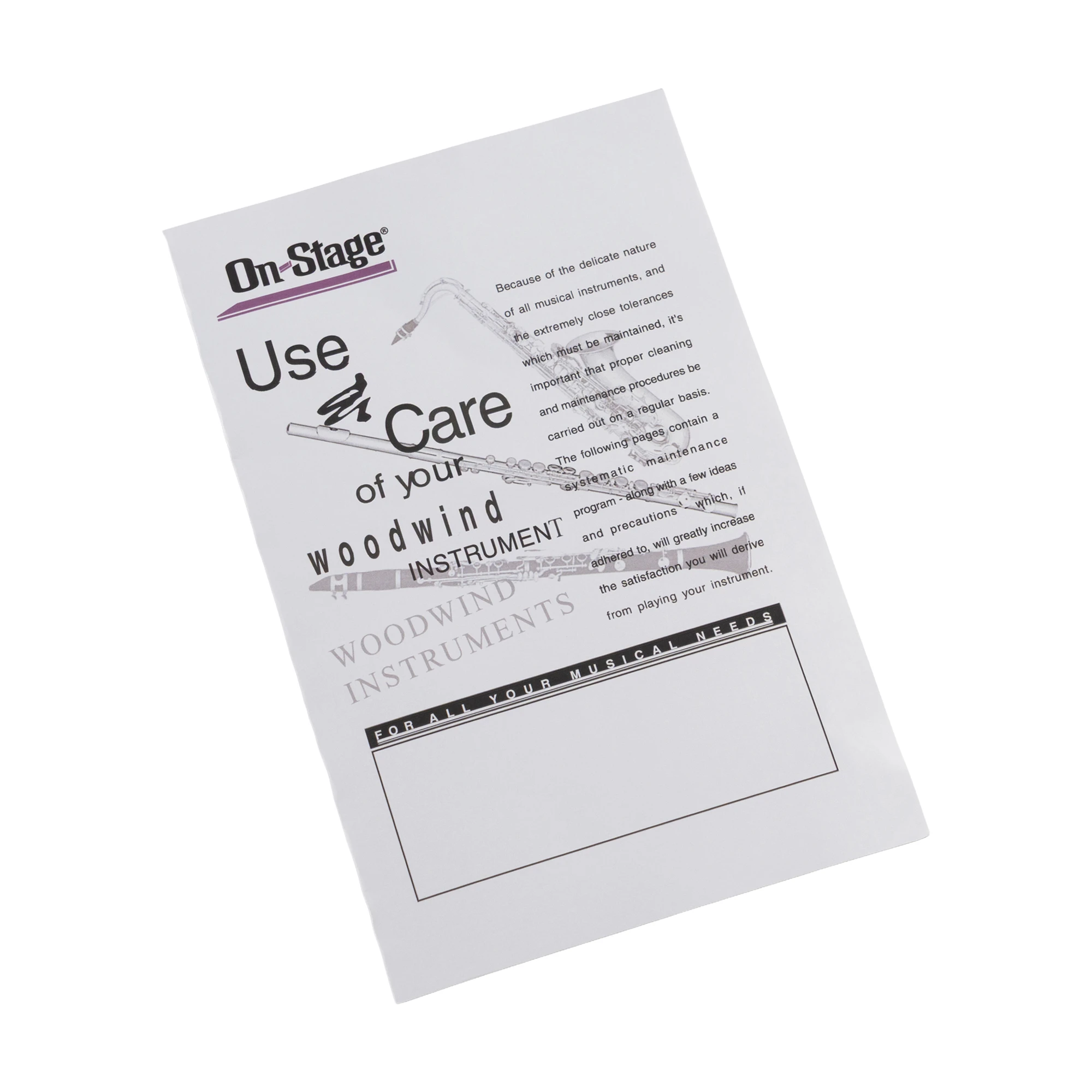 On-Stage Super Saver Care Kit for Tenor Saxophone Owner's Manual