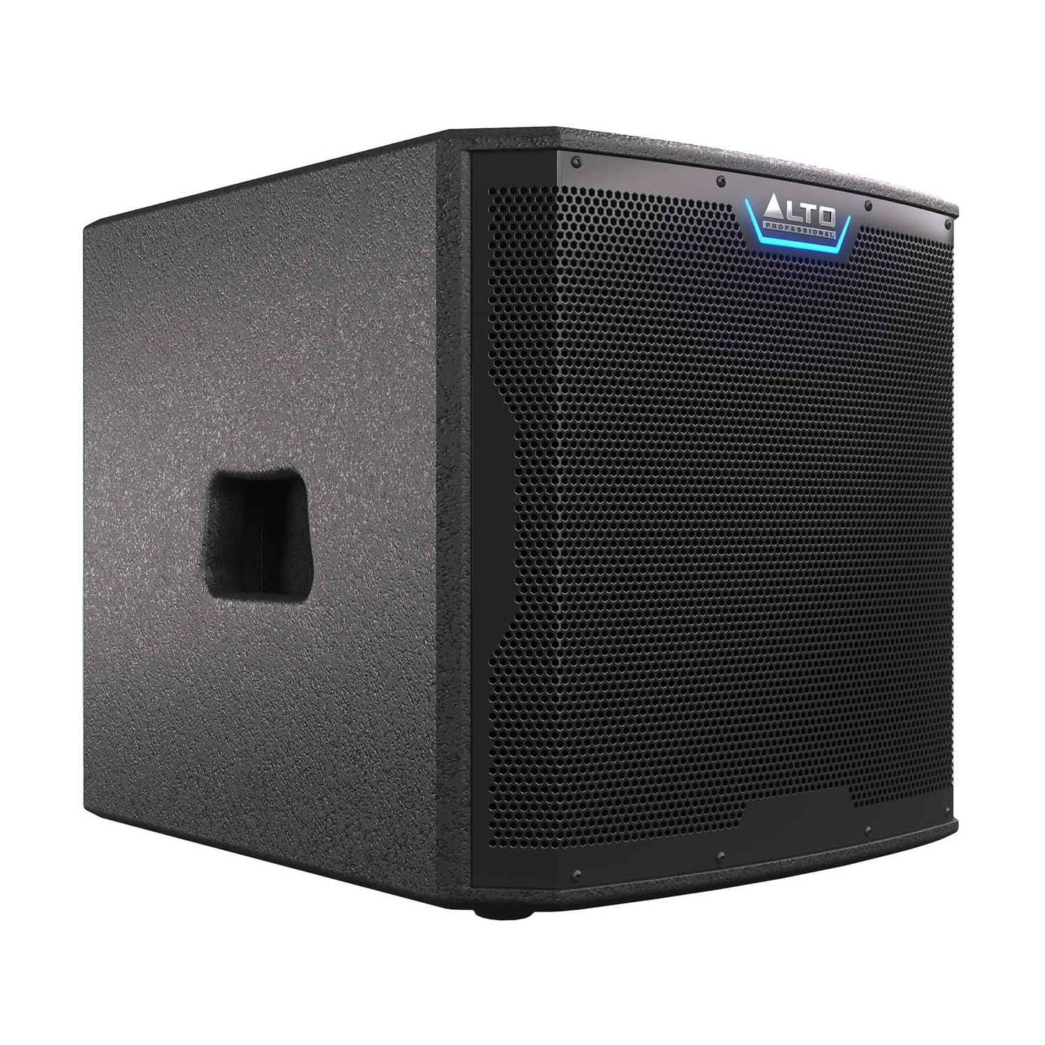 Alto Professional TS series 12" 2500-watt powered subwoofer side angle view