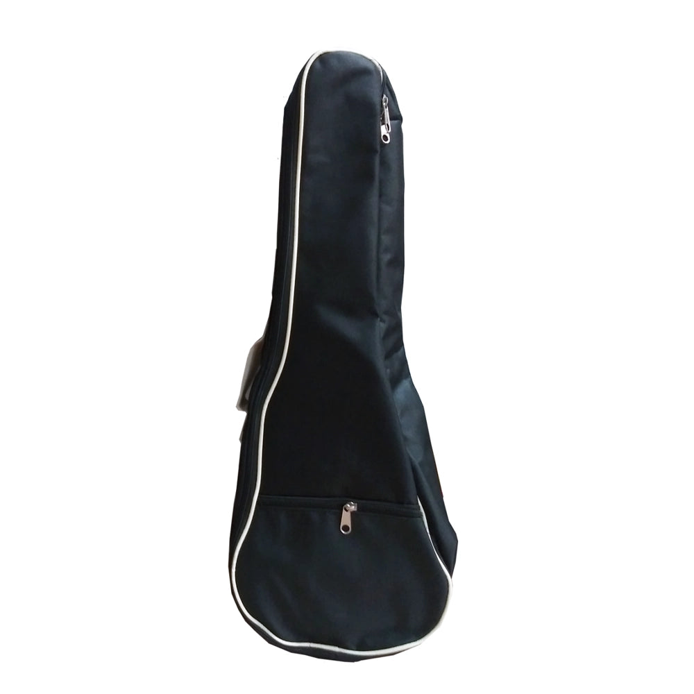 Black concert ukulele bag with a handle and zipper.