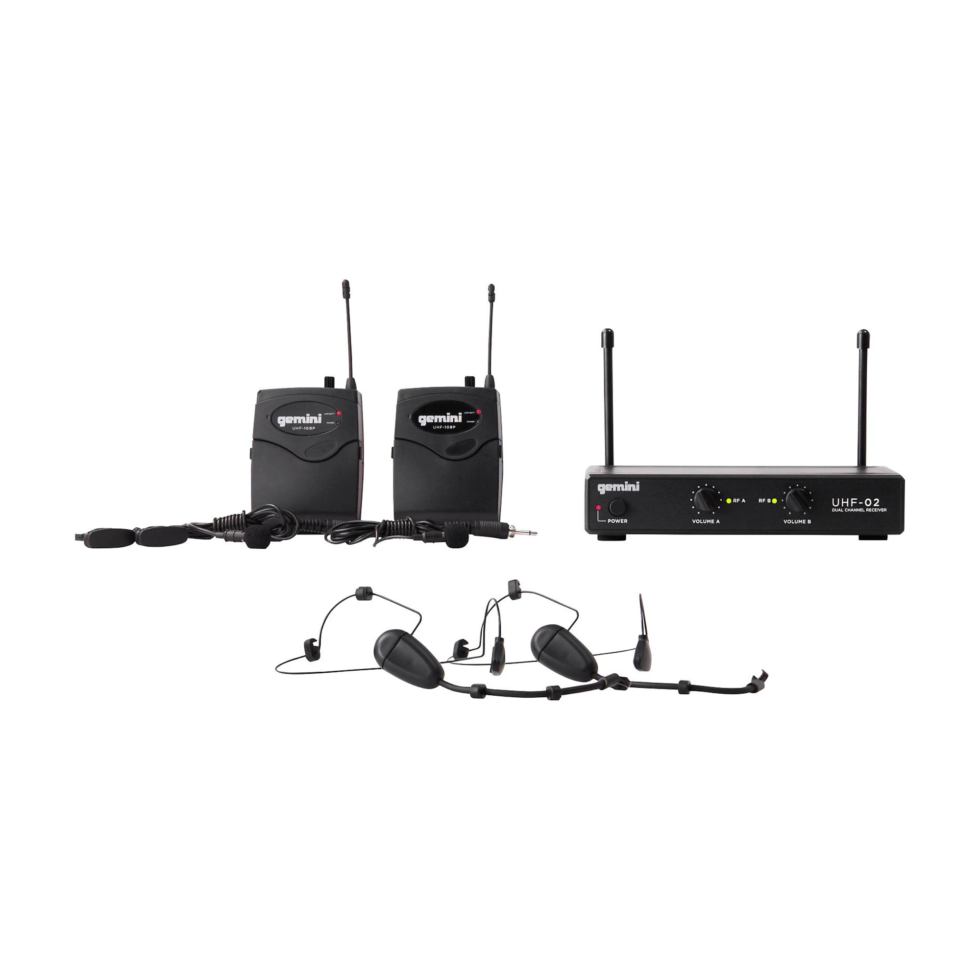 Gemini UHF-02HL 2-Channel Wireless Headset/Lavalier Combo System S12