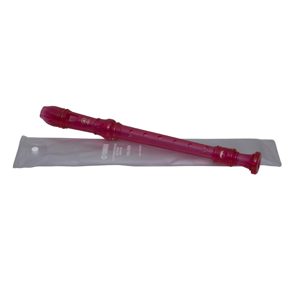 Yamaha YRS-20BP Soprano Translucent Recorder with Baroque Fingering Translucent Pink