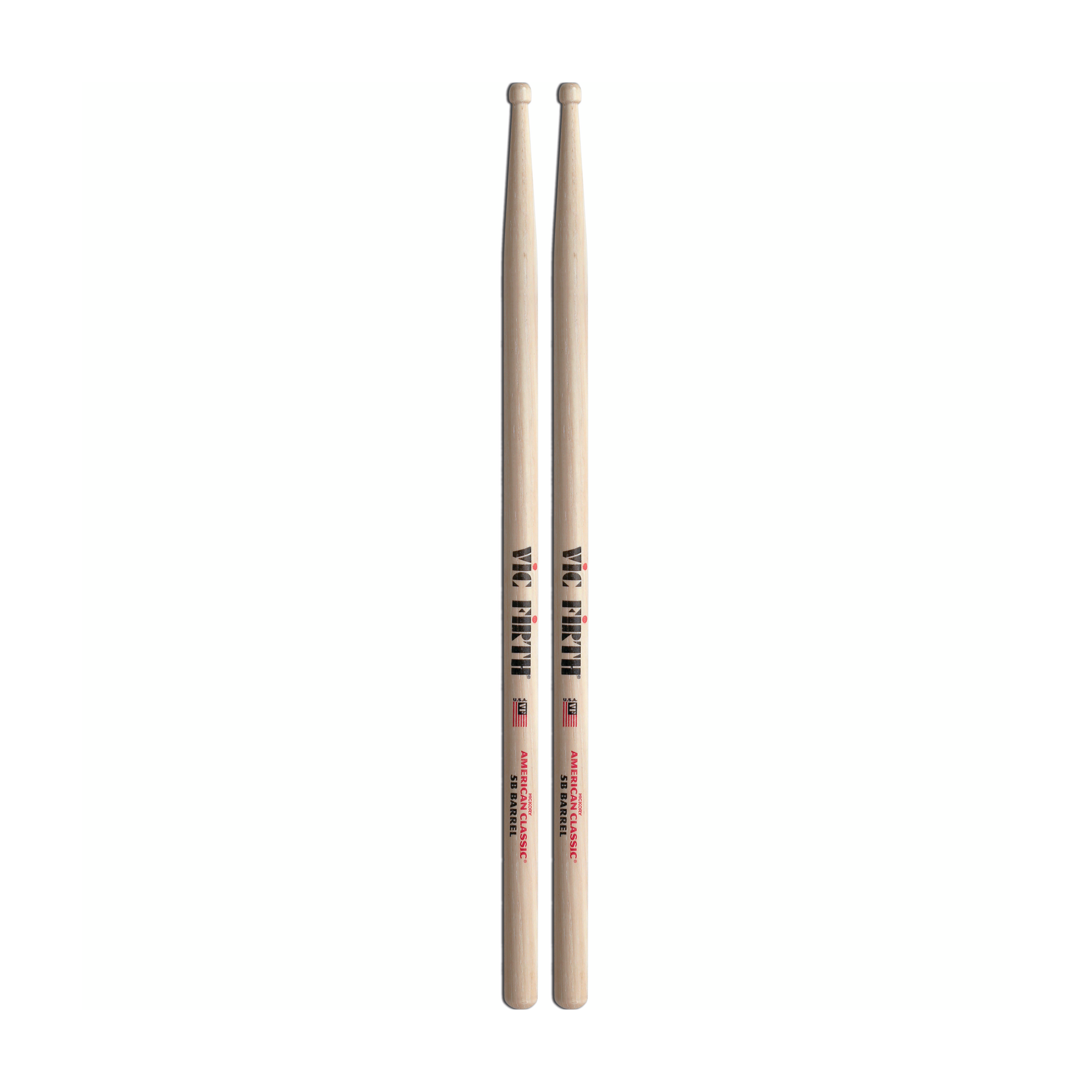 Front view of Vic Firth American Classic VF5BBRL Barrel Tip Drumsticks