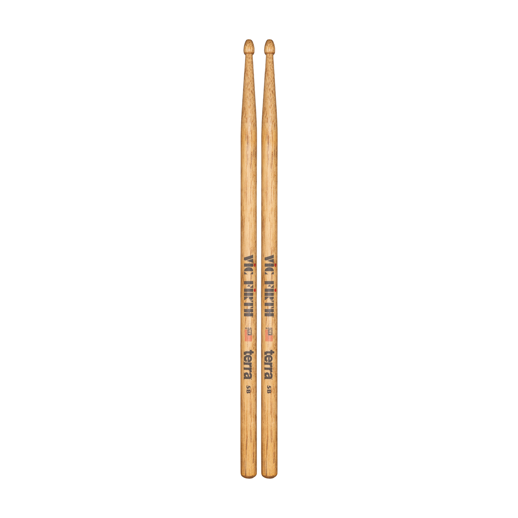 Front view of Vic Firth American Classic VF5BT Terra Wood Tip Drumsticks