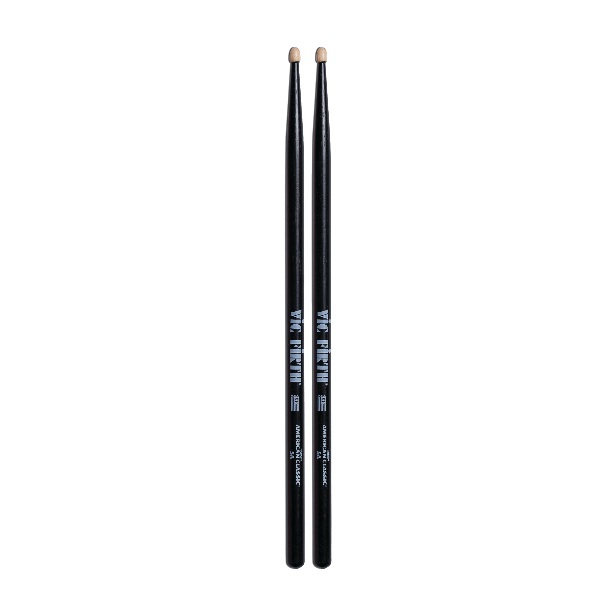Front view of Vic Firth VF5AB American Classic 5A Black Drumsticks
