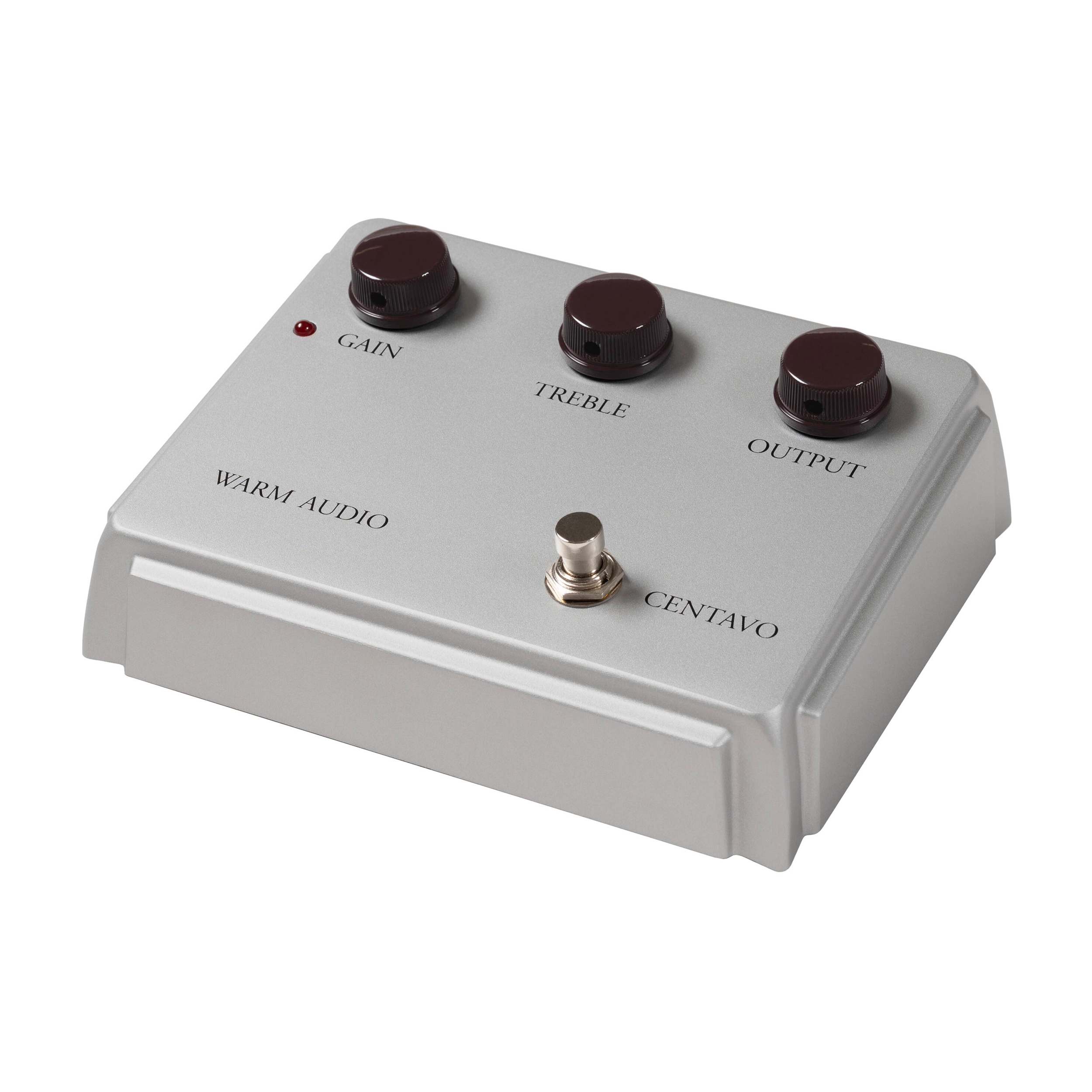 Warm Audio centavo professional overdrive pedal - limited-edition silver front side view